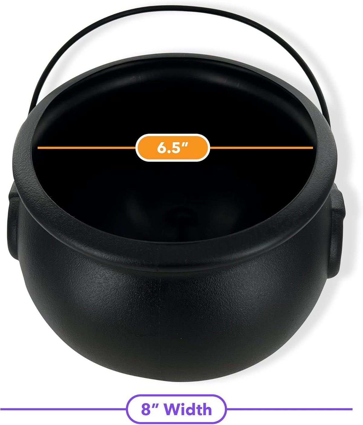 GiftExpress 8" Black Cauldron Bucket – Halloween Candy Bowl, Trick or Treat, St. Patrick's Pot of Gold Decor, Witch Kettle for Party Supplies