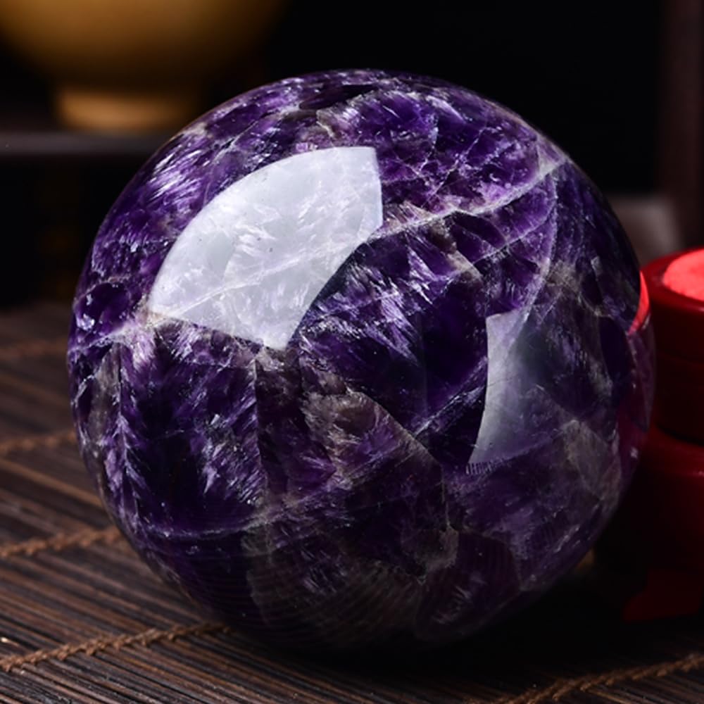 6-7CM/2.36-2.76inch Natural Crystal Ball Amethyst Sphere Hand Polished Decorative Sphere Healing Crystals Ball Healing Stone Crafts Fengshui Home Decoration Collect Gifts(Amethyst, 60-70mm)