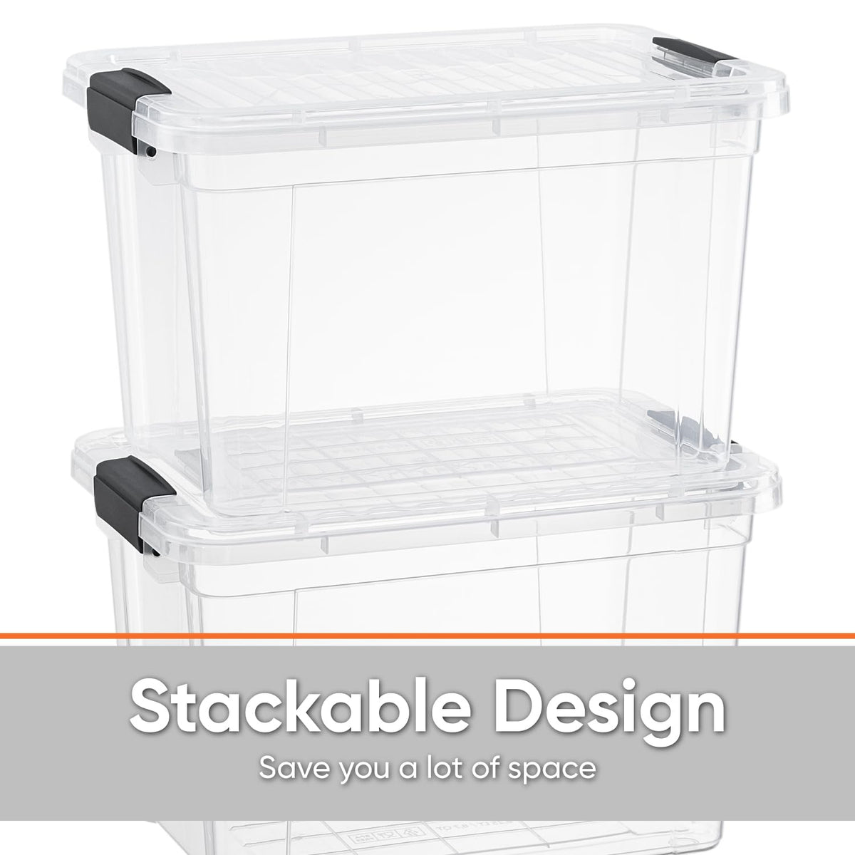Superio Clear Storage Box with Lid, 49 Quart Plastic Container Bins for Organizing, Stackable Crates, BPA Free, Non Toxic, Odor Free, Organizers for Home, Office, School, and Dorm, 10 Pack