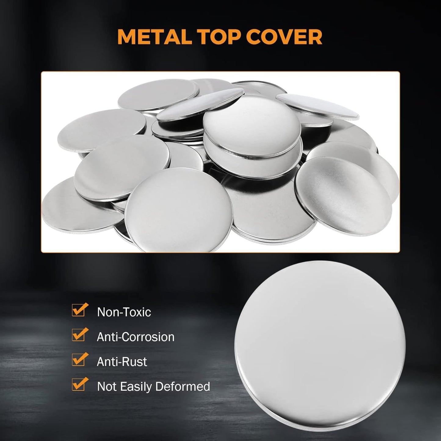 PPTTOODD 100 Sets 58mm / 2.25 in (Approx. 2-1/4 inch) Button Making Supplies for Your Round Button Maker Machine, Including Metal Covers, Plastic Back Covers, Clear Plastic Film & Blank Paper