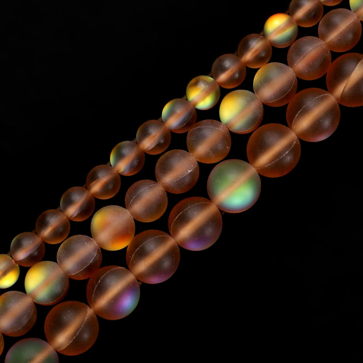 uxcell Matte Crystal Glass Beads 8mm Synthetic Frosted Shining Semi-Precious Round Loose Beads Synthetic Moonstone for Jewelry Making DIY Bracelet, Brown