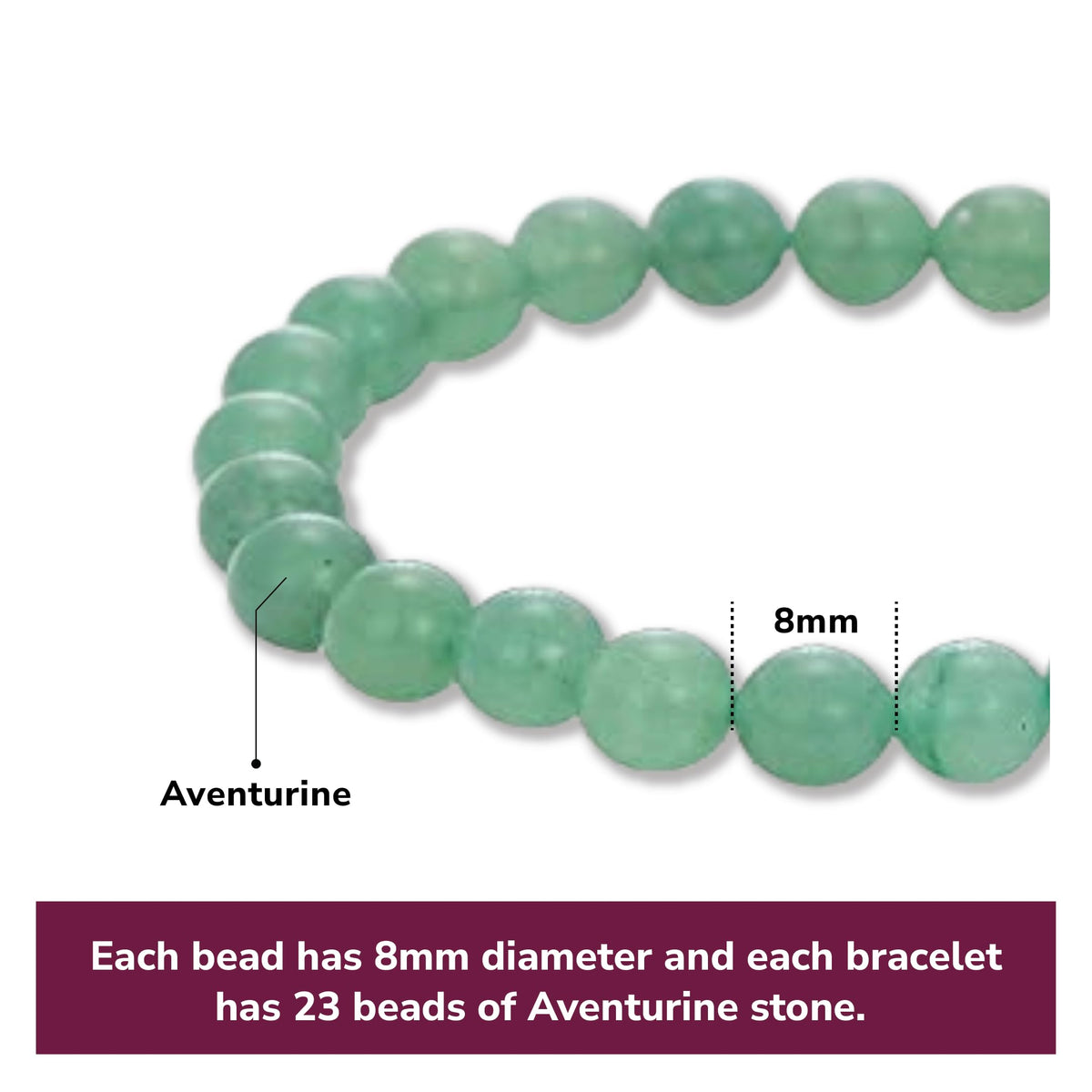 Crystal Vibe Natural Green Aventurine Bracelet - Wealth Bracelet - Money Bracelet for Prosperity - Healing Crystal Beaded Bracelet for Women Men - Adjustable Size