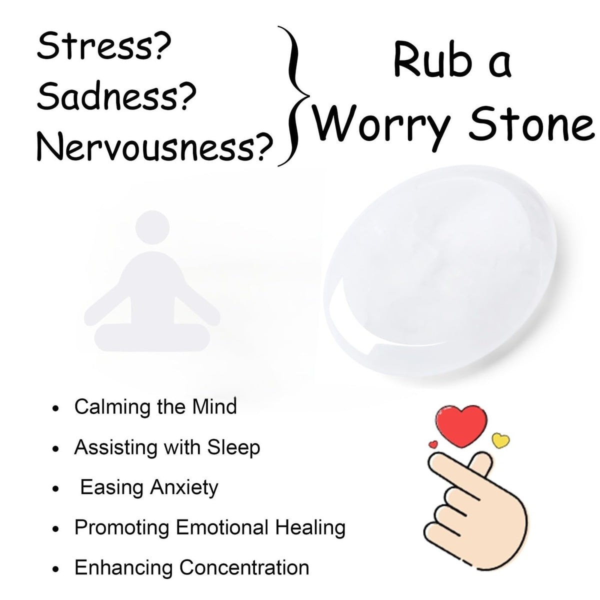 NUKAYAI Thumb Worry Stone Clear Quartz Crystals Oval Tiny Fidget Healing Crystal Natural Meditation Accessories Stress Relief Gifts Reiki Palm Small Trinkets Pocket Anxiety Relief Items for Women Men