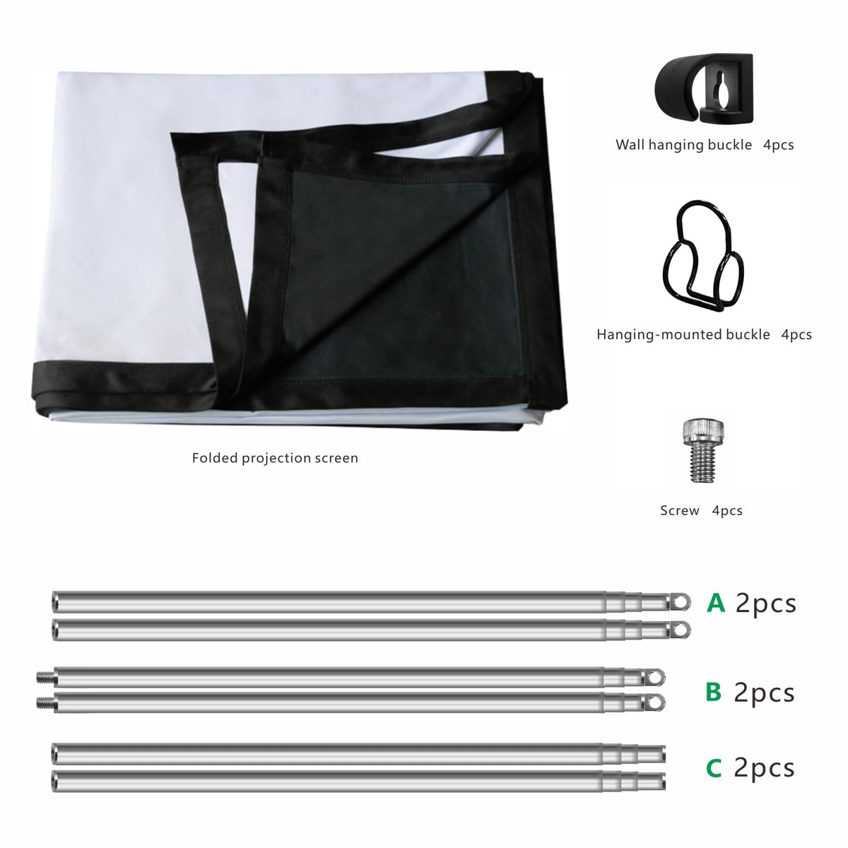 Portable Projector Screen 120 inch with Stainless Telescopic Pole Frame