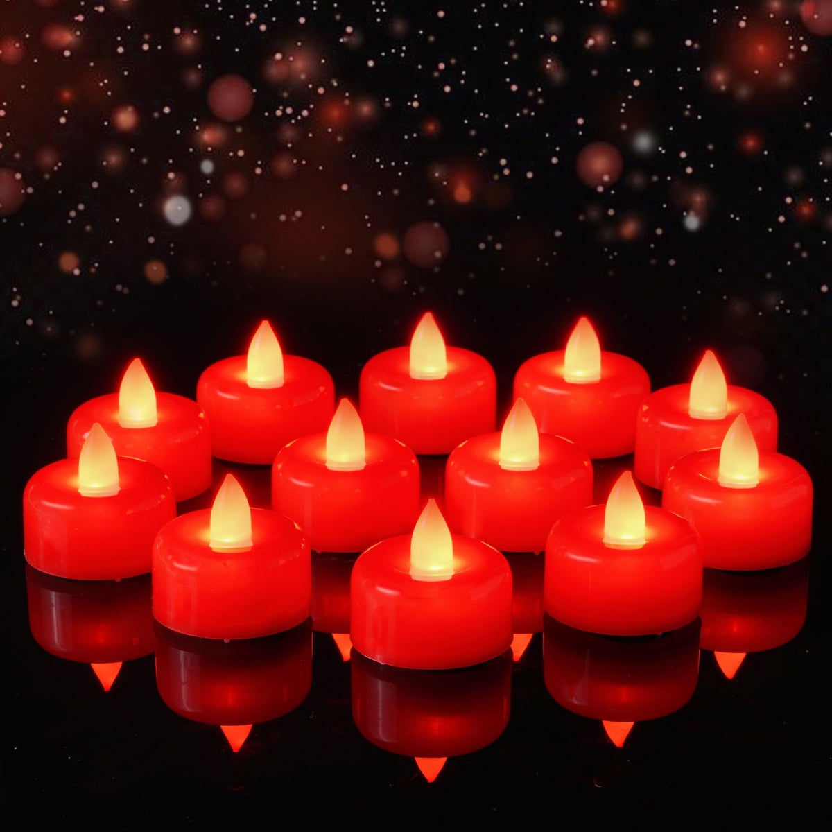 Amagic 24 Pack Red Flameless LED Tea Lights Candles Battery Operated, Electric Fake Tealight Candles for Votive, Wedding, Table Centerpiece, Party, Aniversary, Proposal, Halloween, Christmas