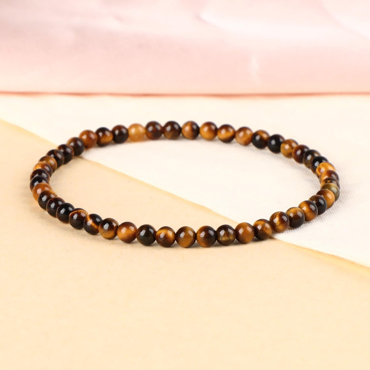 LPBeads Handmade Natural Gemstone Stretch Elastic 4mm Yellow Tiger's Eye Bracelet Healing Crystal Round Stone Beads Jewelry Gifts for Women Men
