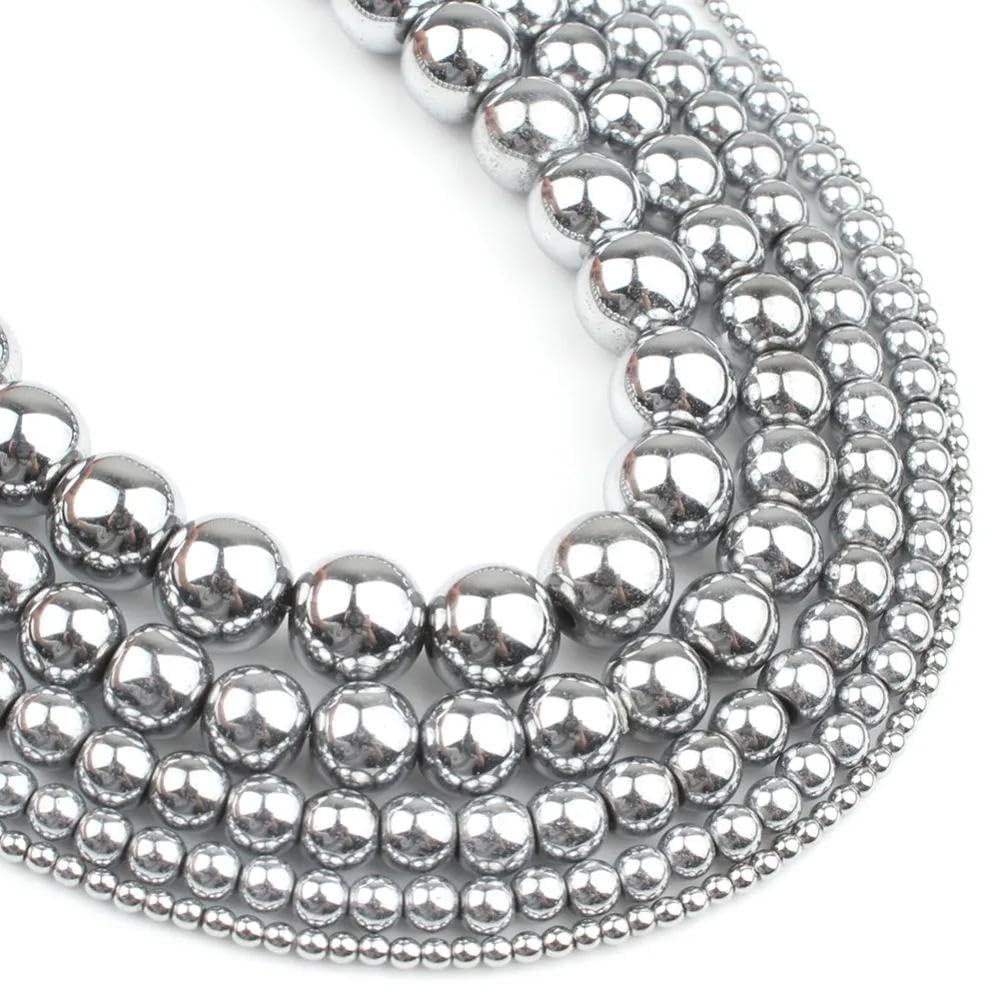 Zenkeeper 108Pcs Silver Hematite Spacer Loose Beads Bulk with Holes Handcrafted for DIY Bracelets Jewelry Making Crafts Supplies
