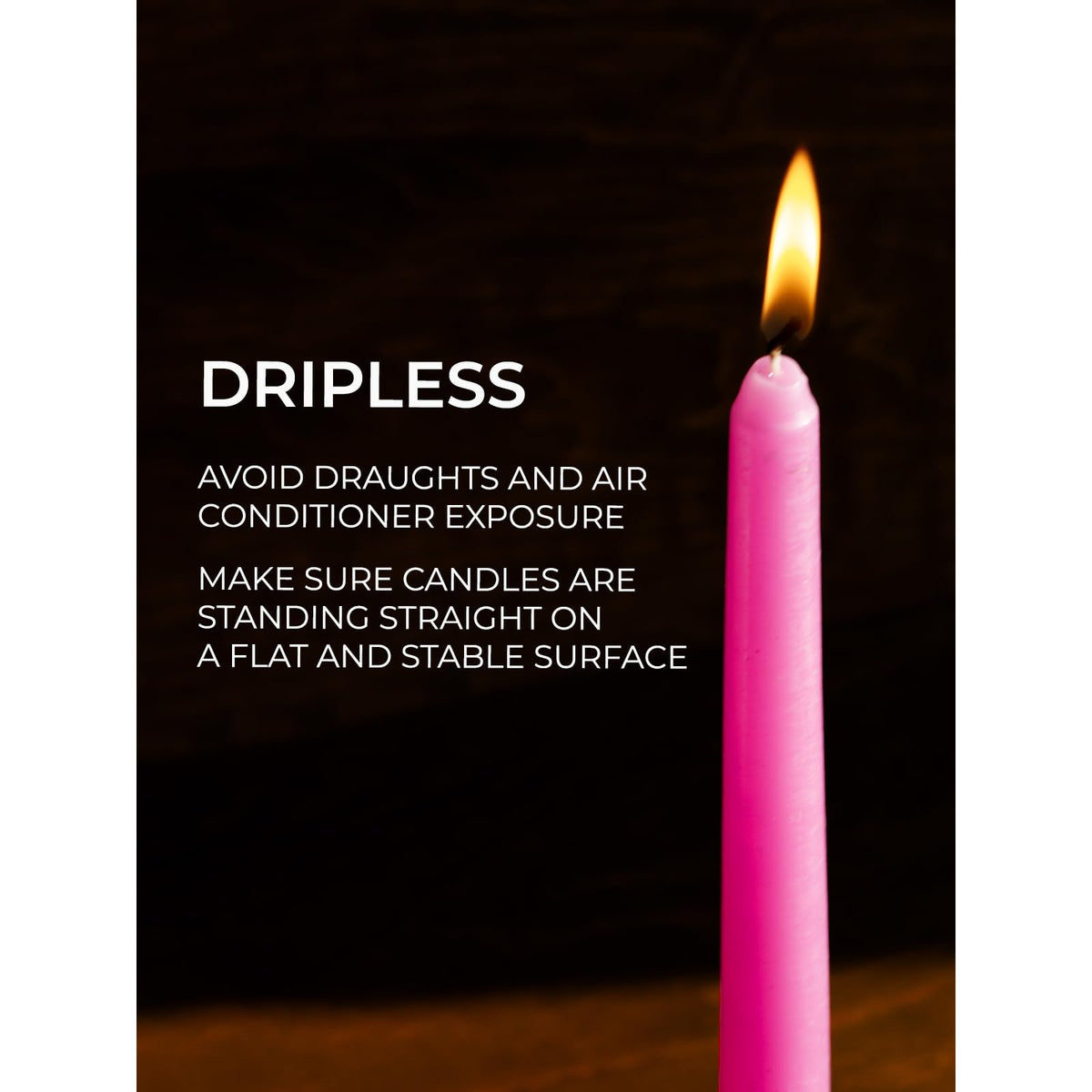 CANDWAX Pink 10 inch Taper Candles Set of 12 - Unscented Smokeless Dripless Pink Candlesticks - Perfect as Easter Candles and for Holidays, Ordinary Dinners and Special Occasions - Tall Candle Sticks