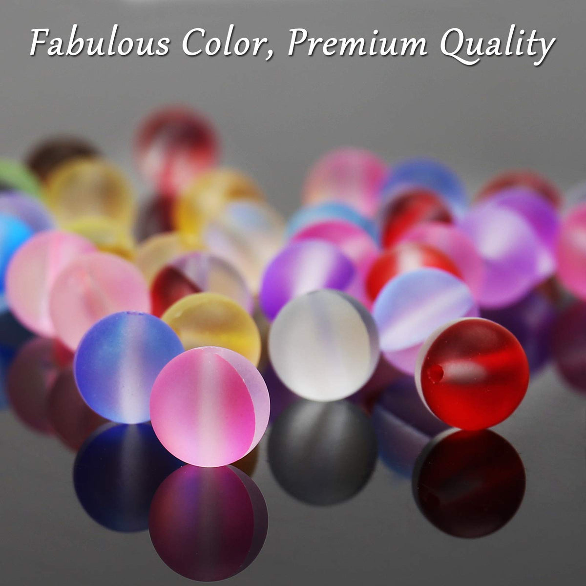 Matte Mixed Color Aurora Crystal Glass Beads, 10MM Frosted Glitter Shining Mermaid Round Loose Beads, Rainbow Holographic Synthetic Moonstone for Jewelry Making DIY Bracelet