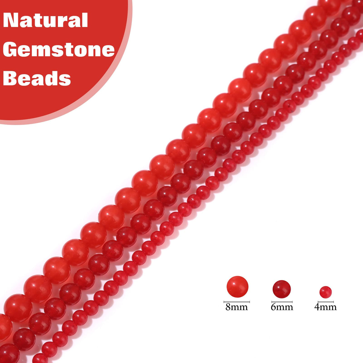 Vinswet 45pcs 8mm Carnelian Natural Stone Beads Round Genuine Real Stone Beading Loose Gemstones DIY Smooth Bead for Bracelet Necklace Earrings Jewelry Making