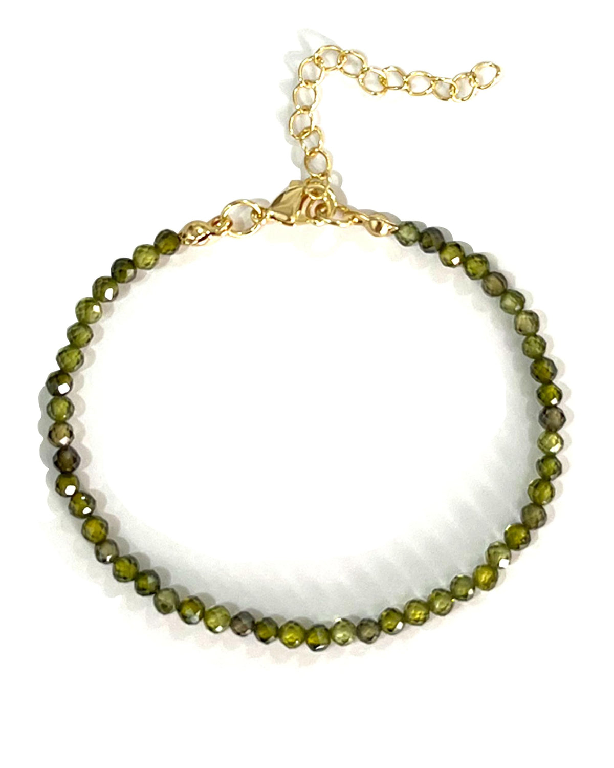 Withgenes Women's Bracelets Trendy Gemstone Bead Bracelet Crystals And Healing Stones Adjustable Gold Plated Bracelets Pretty Boho Jewelry Gifts for Women, Olive Green