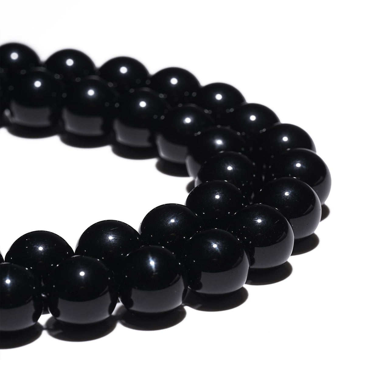 8mm Natural Black Onyx Agate Gemstone Beads Polished Round Smooth Stone Beads for Bracelets Jewelry Making 15inch Loose Beads
