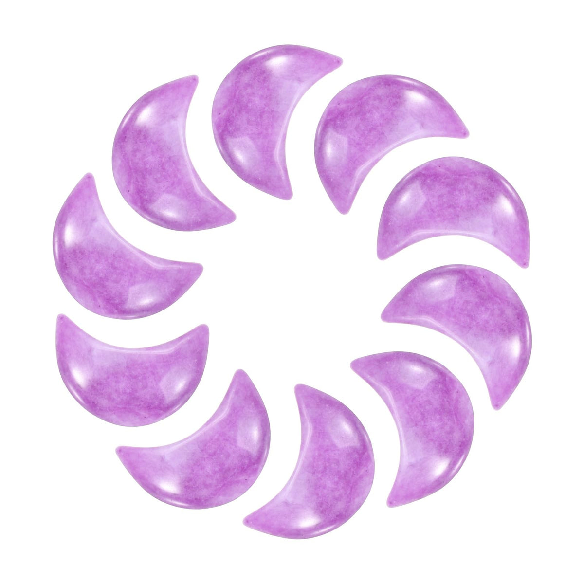 MECCANIXITY 10 Pcs Moon Crystal Worry Stone, 0.5 Inch Length Natural Purple Lepidolite Moon Gemstone Bulk, Carved Pocket Stones for Meditation Balancing Pendant Decor