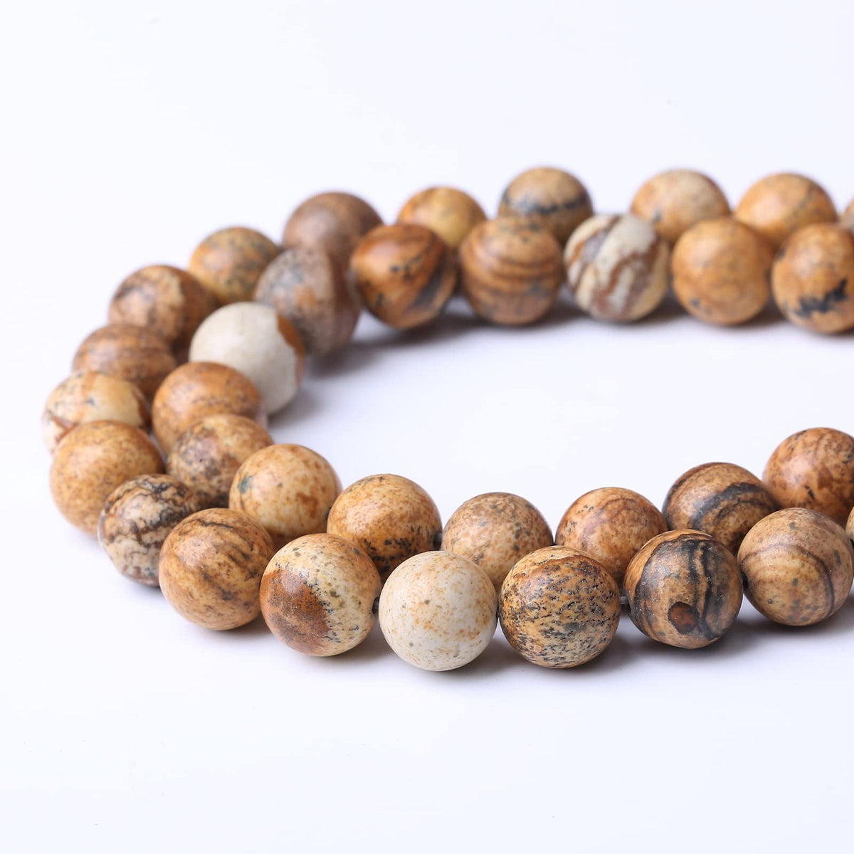 36PCS 10MM Pictures Jaspers Stone Beads Energy Healing Beads for DIY Jewelry Bracelet Necklace Making for Jewelry Making 15" (Pictures Jaspers, 10MM)