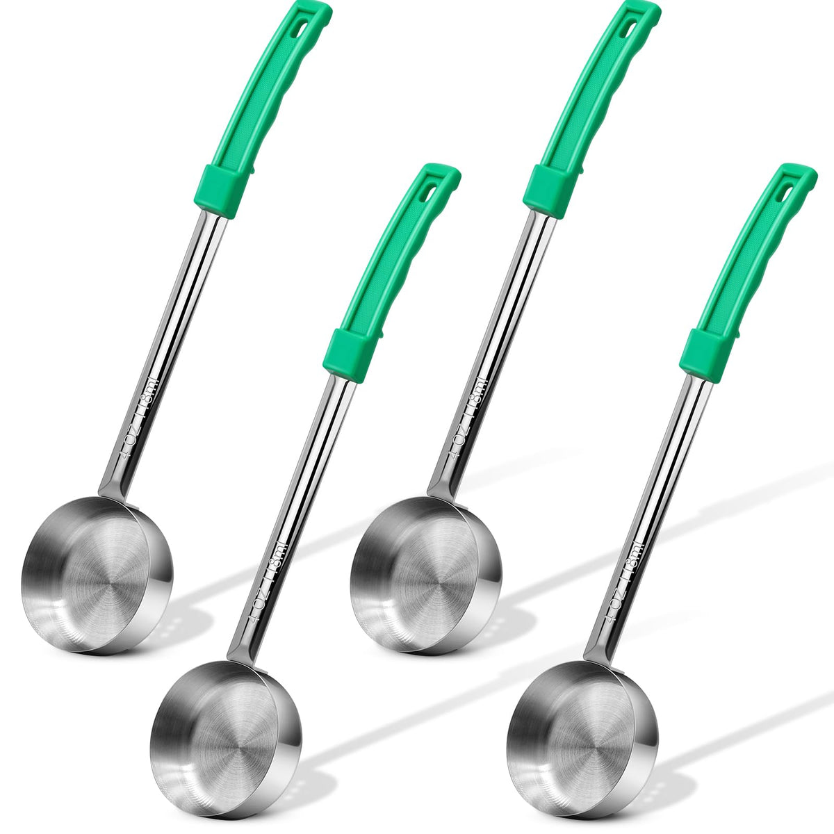 4 Ounce Solid Stainless Steel Portion Control Ladle Spoon - 4Pcs Pizza Sauce Serving Spoons Portion Ladle for Sauces, Perfect for Weight Watchers, Buffets, Parties