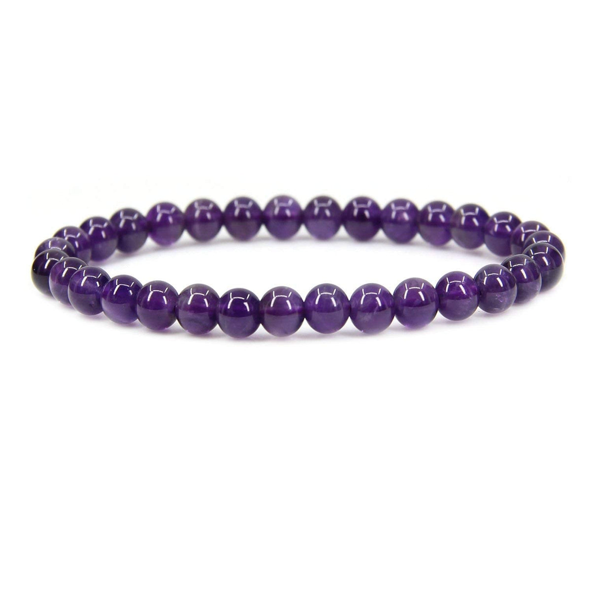 Angelstones Handmade Natural Amethyst Healing Gemstone 6mm Round Beads Stretch Crystal Bracelet 7 Inch Unisex