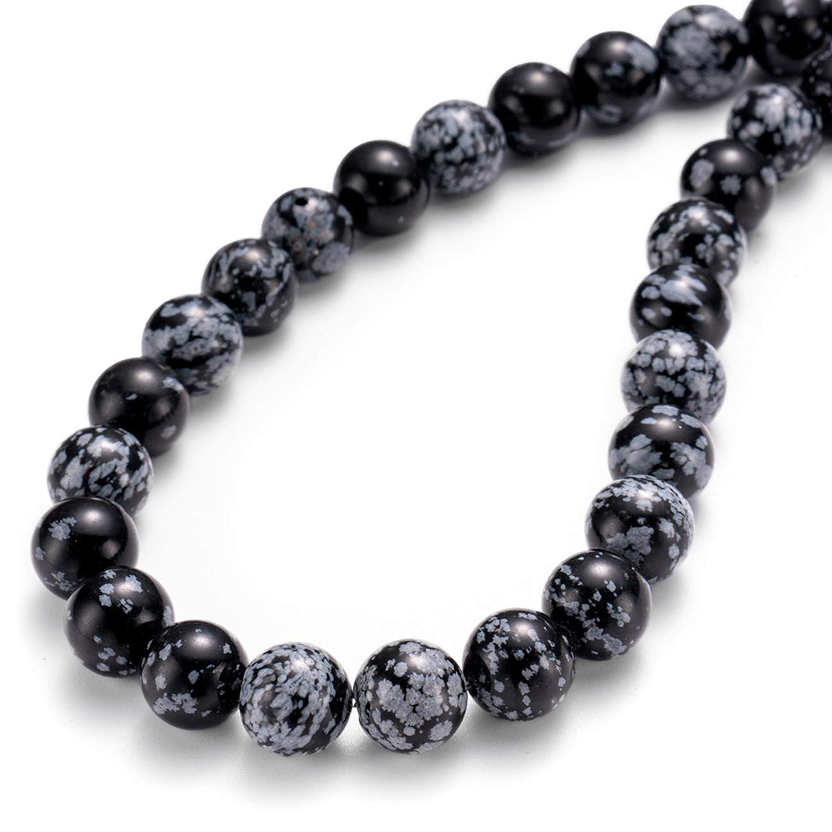 BEADIA Natural Snowflake Obsidian Stone Round Loose Semi Gemstone Beads for Jewelry Making 6MM 61PCS