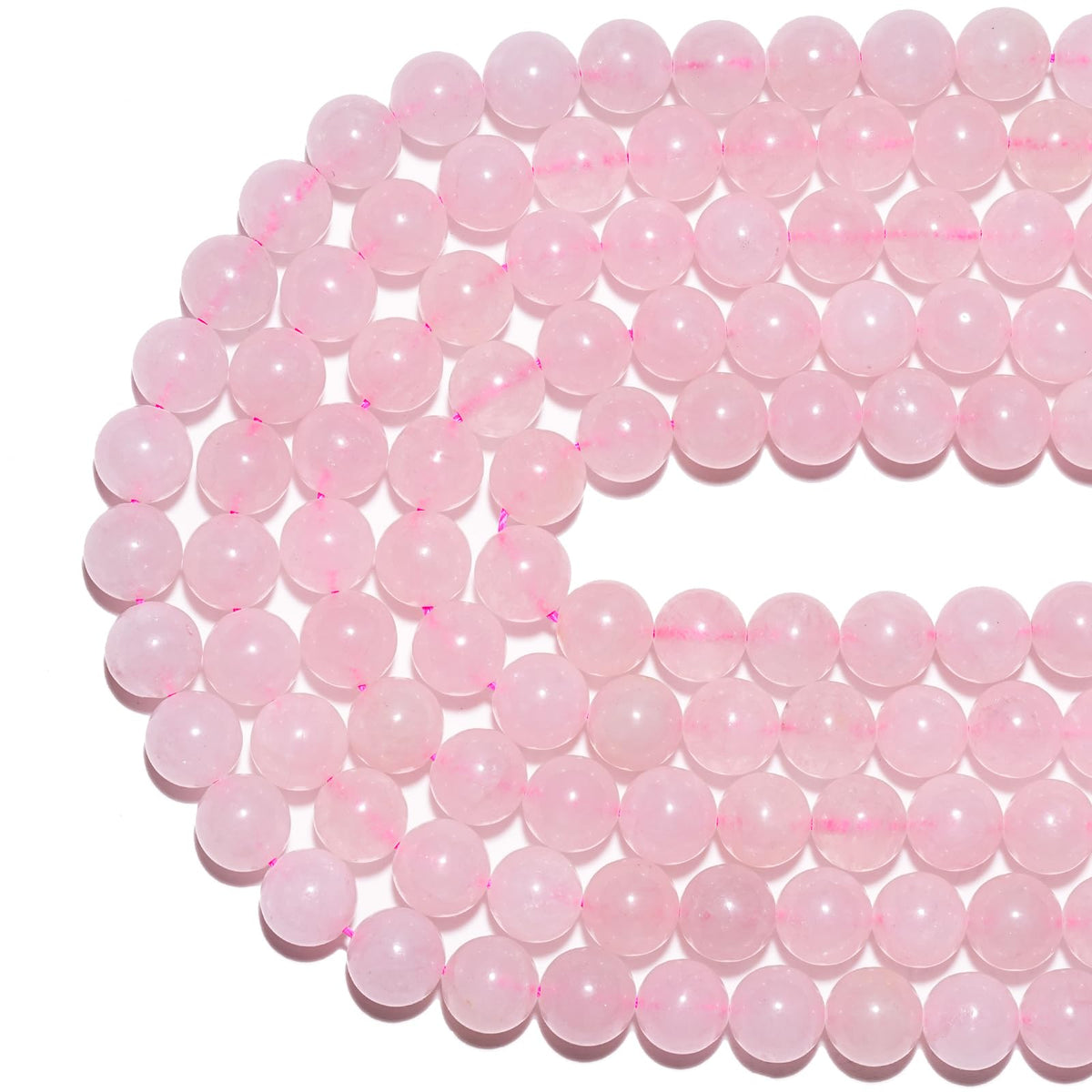 8mm Natural Rose Quartz Gemstone Beads Polished Round Smooth Stone Beads for Bracelets Jewelry Making 15inch Loose Beads