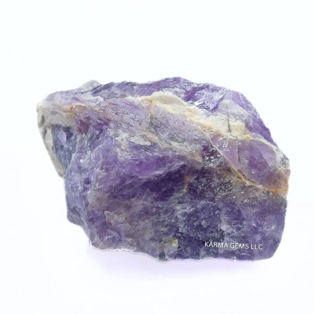 Karma Gems 5 Pcs Rough Amethyst Crystals - Raw Tumbling Rocks and Collections for Kids - Cool Agate Crystal and Healing Stones - Natural Energy Chakra Healing Gemstones - Meditation and Reiki Stones