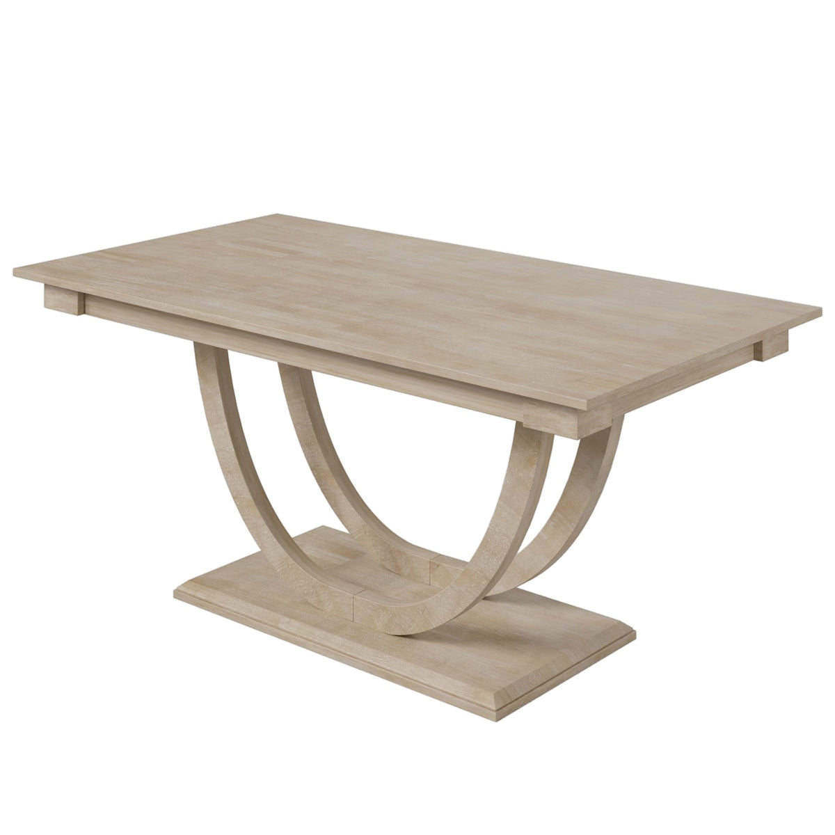 Merax 6-Piece Wood Half Round Dining Table Set Kitchen Table Set with Long Bench and 4 Dining Chairs,Modern Style,Natural