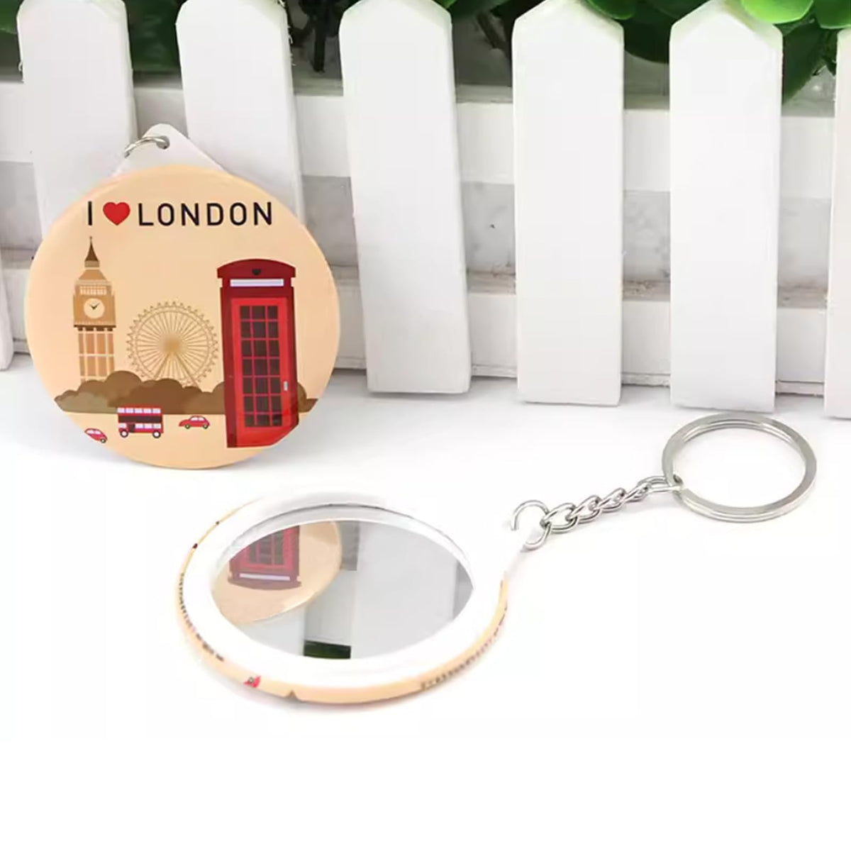 HaoGludi 25 Sets 2.25 inch Button Badge Maker Double-Sided Keychain, 58mm Round Badge Parts with Metal Cover, Mirror, Plastic Base and Keychain, for Button Maker Machine DIY Gifts