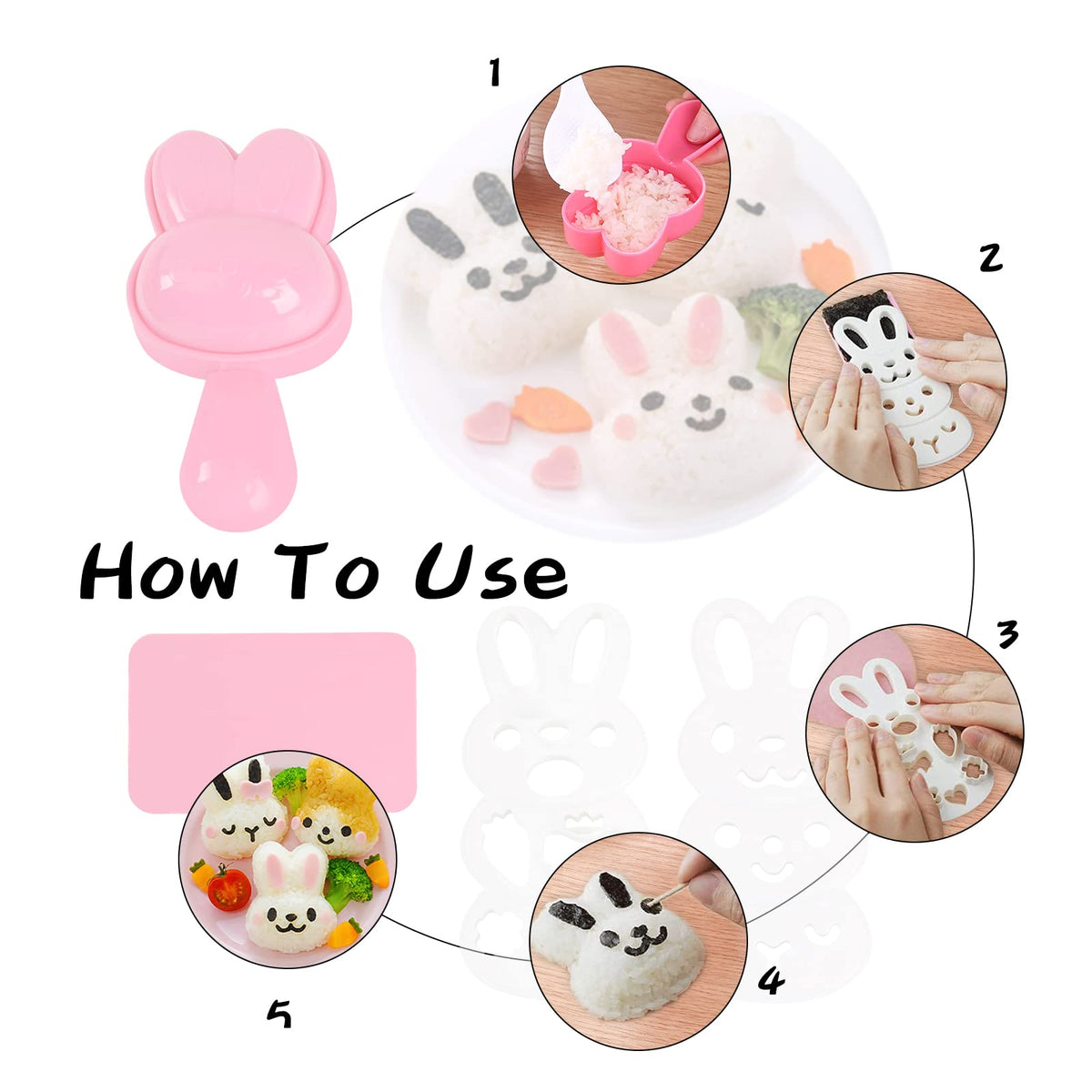 10pcs Cute Onigiri DIY Rice Ball Molds - Animal Decorating, Triangle Shapes, Bento Sushi Maker Tool