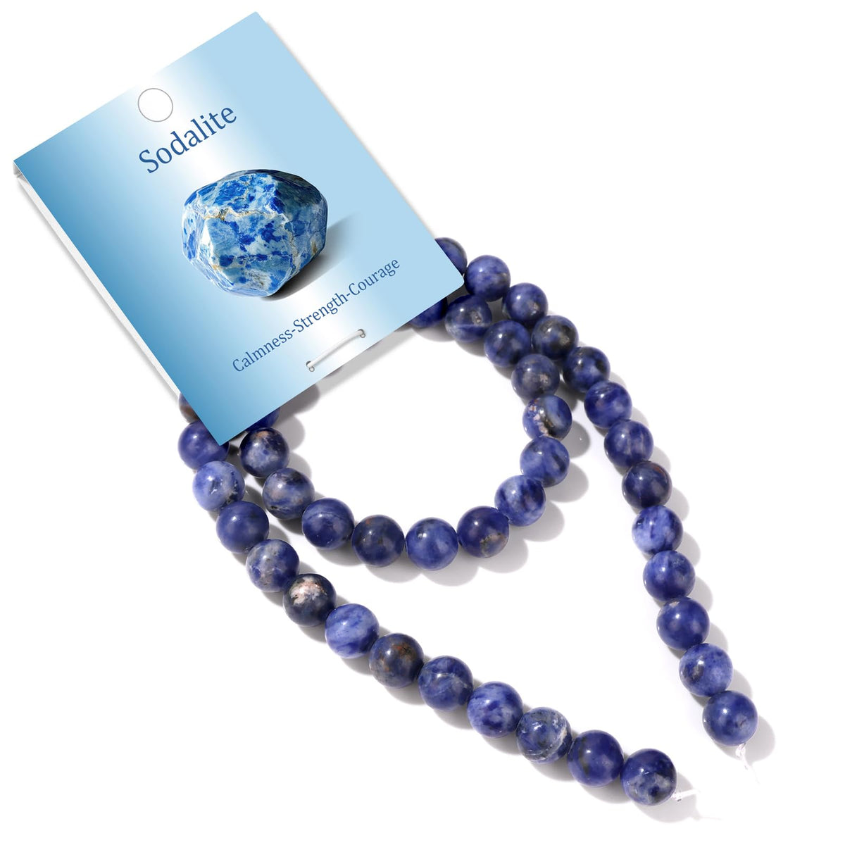 Risyfjew 50PCS 8mm Natural Sodalite Beads Gemstone Round Loose Beads for Jewelry Making Chakra Crystal Stone Beads for Bracelets Necklace Earrings Making Supplies (50pcs/Strand)