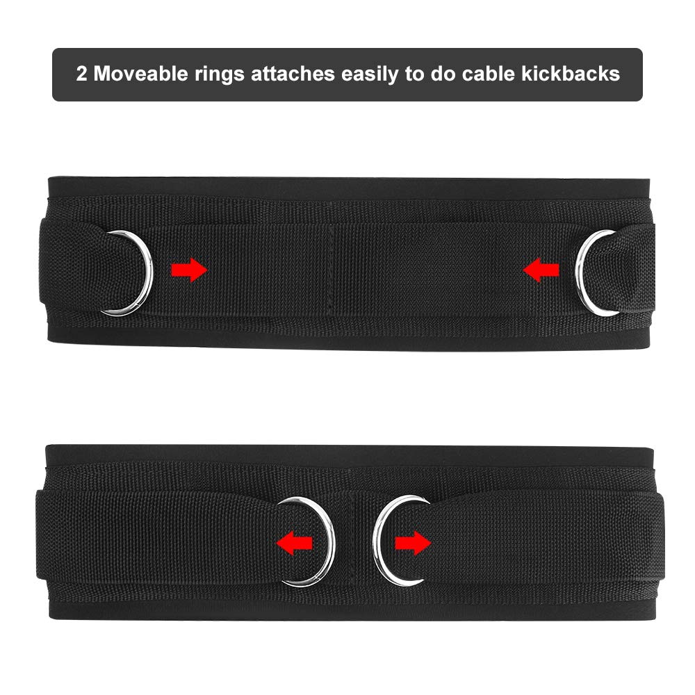 HYVAWO Waist Belt Neoprene Padded Gym Pulley Strap with Rings for Cable Machines Fitness Exercise Speed Agility Resistance Training