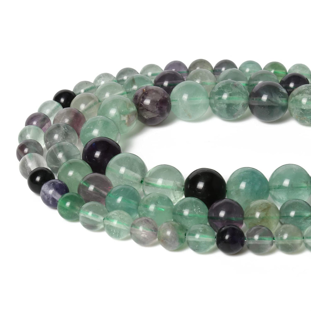 45pcs 8mm Natural Stone Beads Fluorite Beads Energy Crystal Power Gemstone for Jewelry Making, DIY Bracelet Necklace