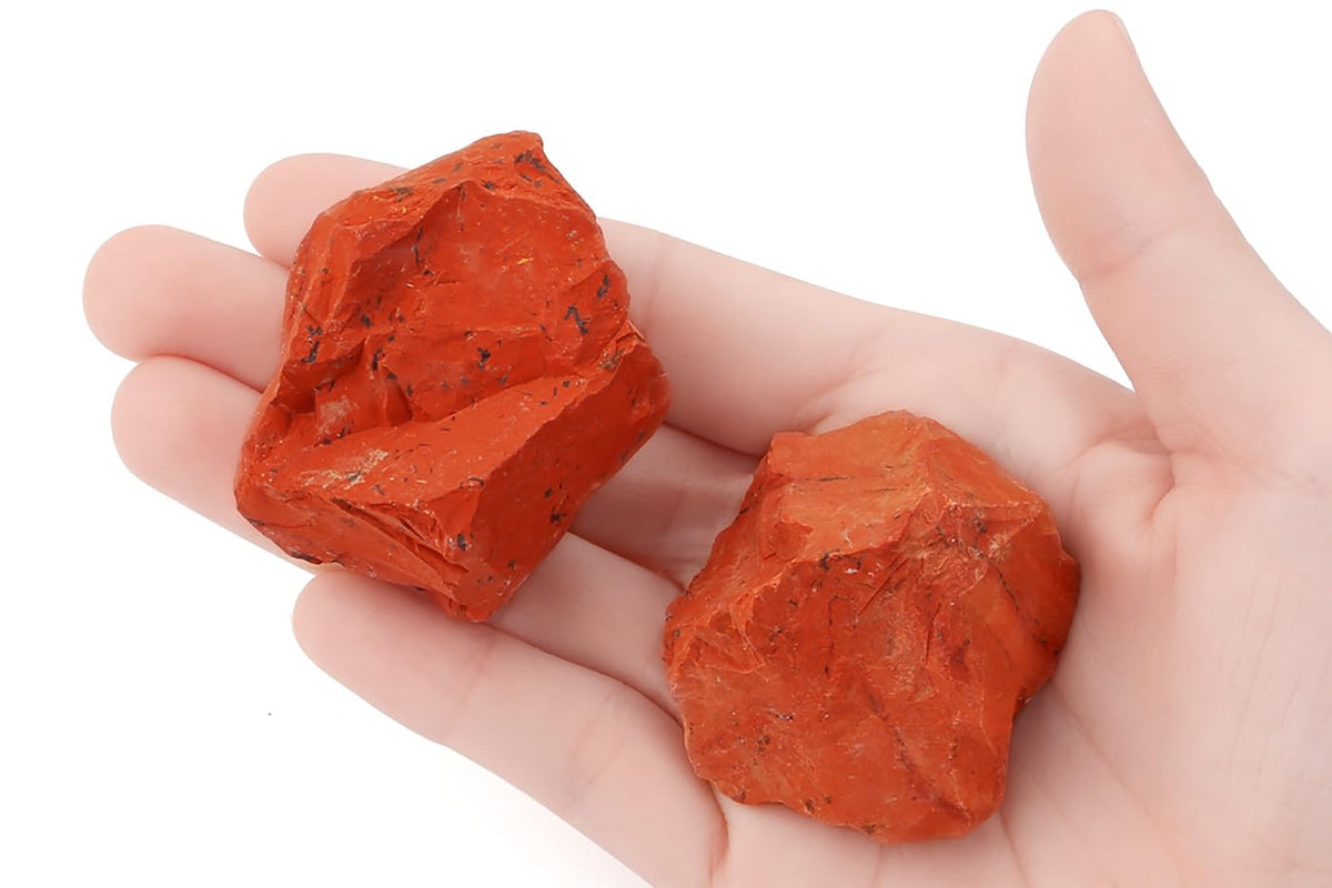 NUKAYAI 2Pcs Red Jasper 1.8-2.2" Large Healing Crystals Stones Natural Raw Rock Rough Crystals Rocks Red Jasper Stone for Wrapping Decoration Cabbing Wicca Reiki Wire DIY Polishing Gifts