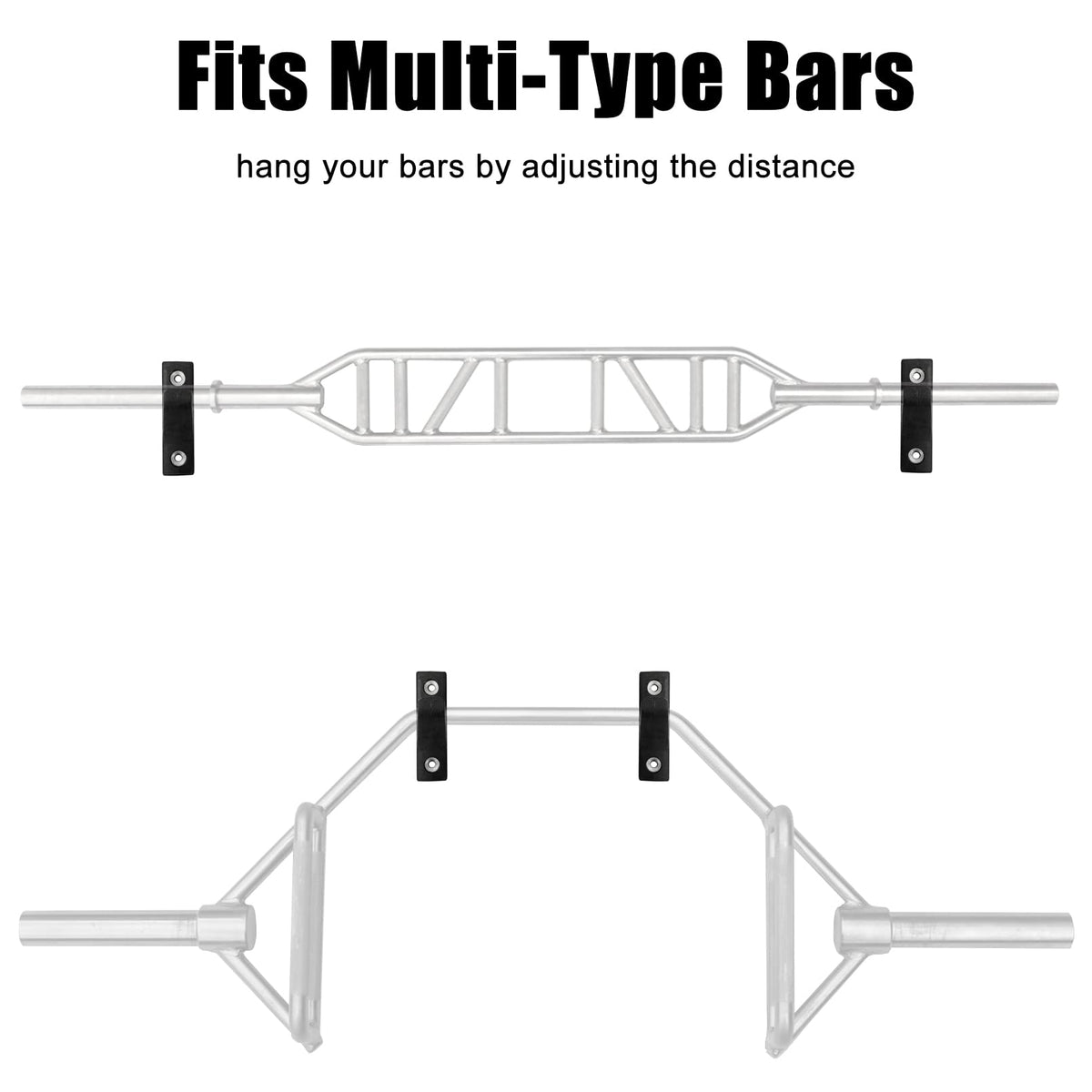 Luwint Set of 2 Single Barbell Holder Wall Mount, Horizontal Gym Bar Storage Wall Rack for Olympic and Standard Bars