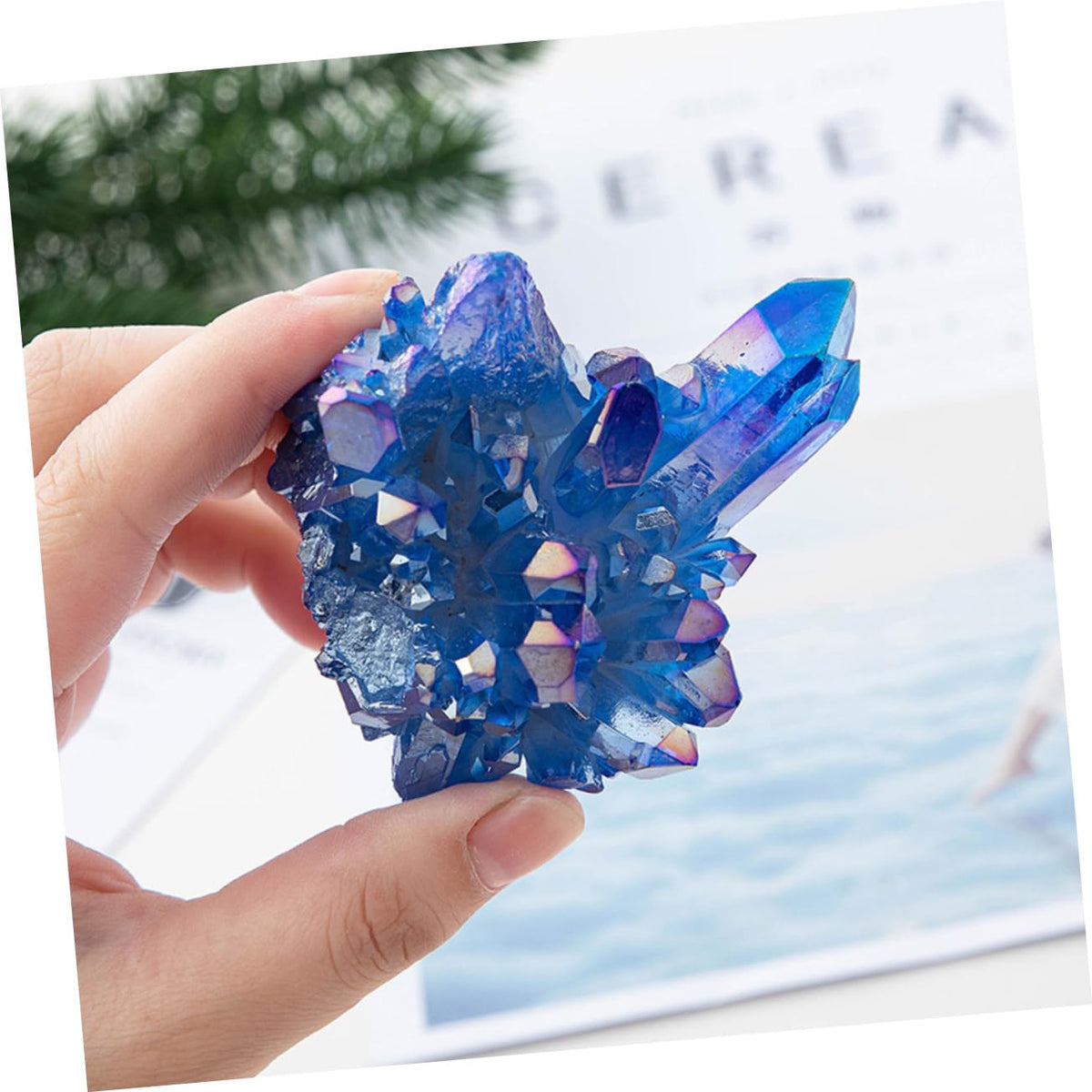 IMIKEYA 2pcs Sapphire Cluster Blue Crystal Stones Geode Specimen Drusy Geode Aquarium Crystal Stone Crystal Sculpture Spiritual Blue Healing Tumbled Gem Clusters Amethyst Cluster Mineral