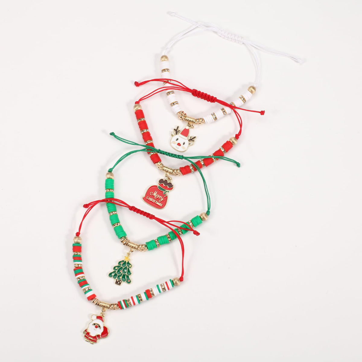 Twinfree 24pcs Christmas Theme Adjustable Rope Cord Bracelet for Women Jewelry Gifts