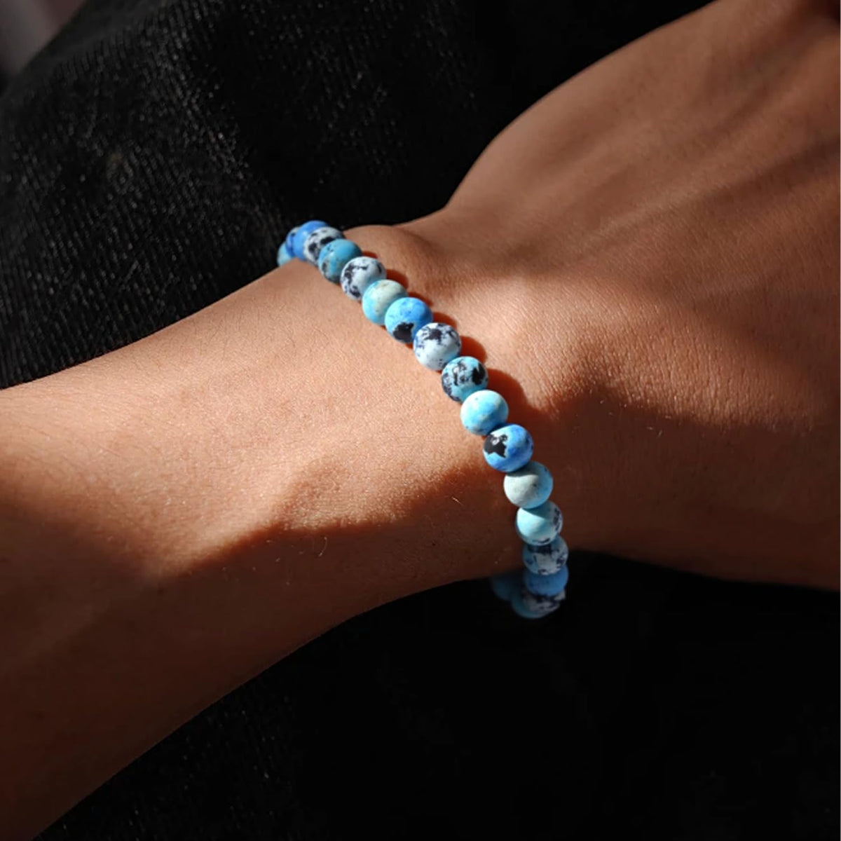 PZTIIY Natural Energy Healing Stone Charm Bracelet 6mm Natural Energy Healing Lava Rock Bracelet - Unisex (Small)