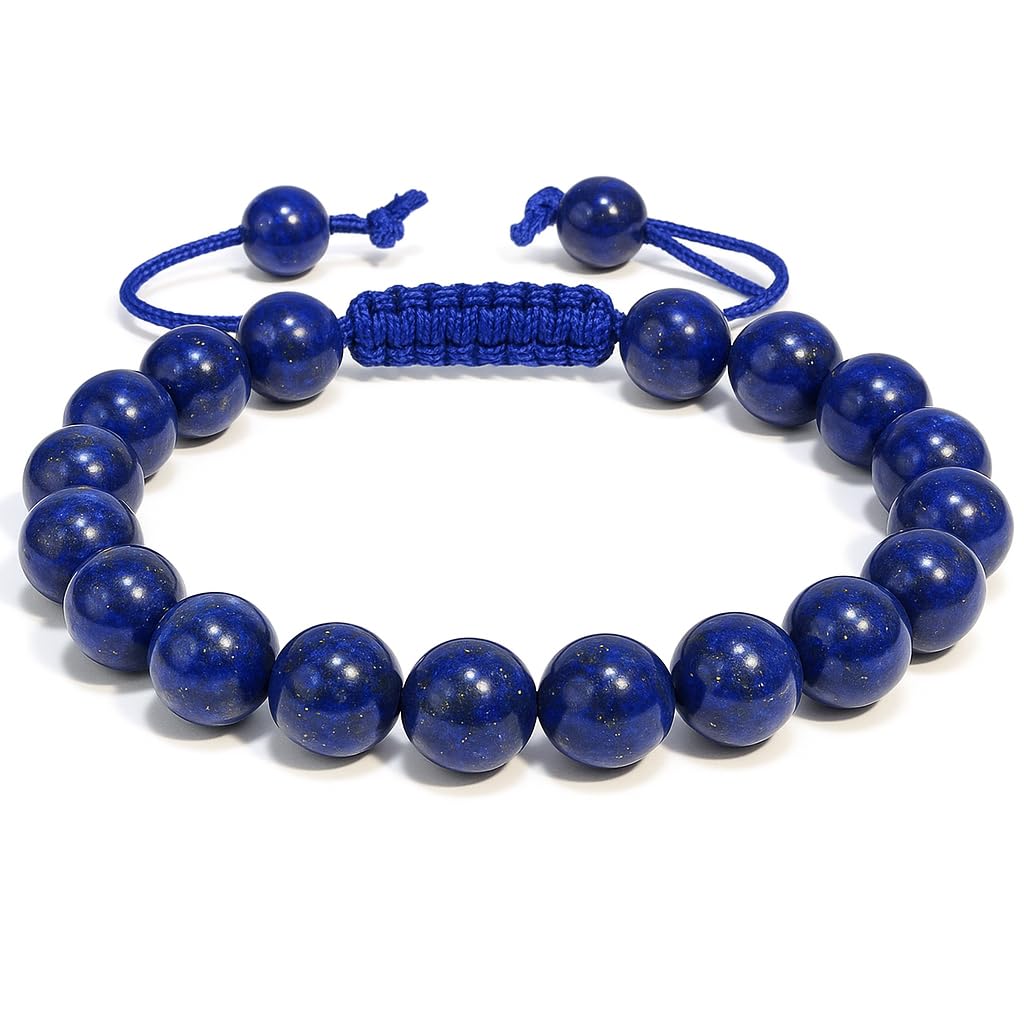 ANAYA AGATE Healing Crystal Bracelet – Chic Gemstone Bracelet for Men and Women – 8mm Round Bead Bracelets for Spiritual Healing, Protection, Positive Energy - Lapis Lazuli