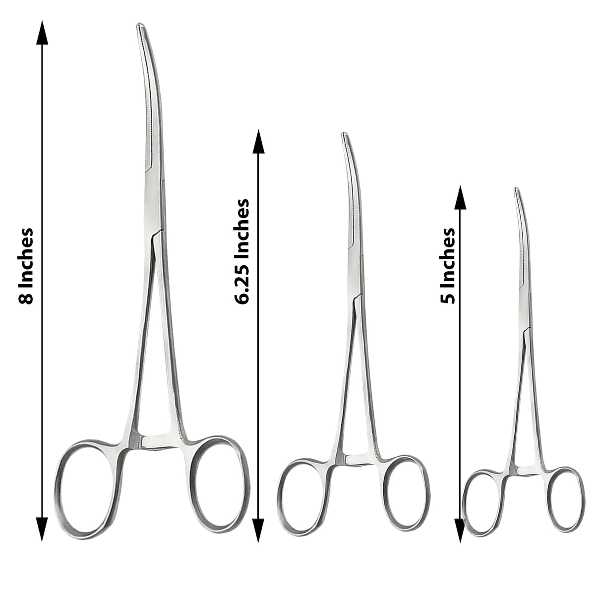 DEXSUR Ultimate Hemostat Set, 6 Piece Ideal for Hobby Tools, Electronics, Fishing and Taxidermy - 8", 6.25" and 5", Stainless Steel, Curved & Straight