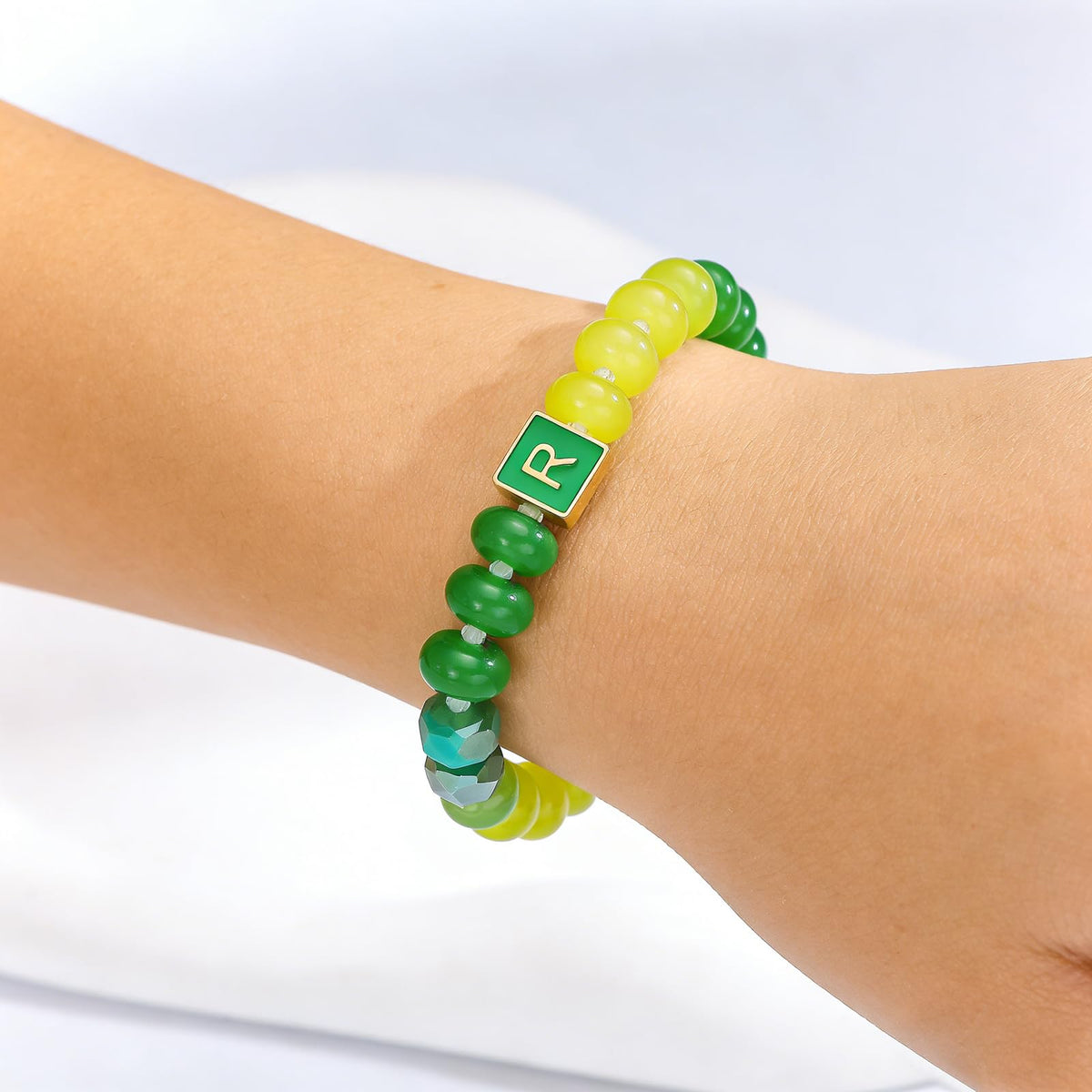 SLYAIH Colorful Beaded Initial Bracelets for Women Boho Crystal Beaded Elastic Stretch Bracelet A-Z Letter Bracelet Handmade Jewelry Gifts for Women