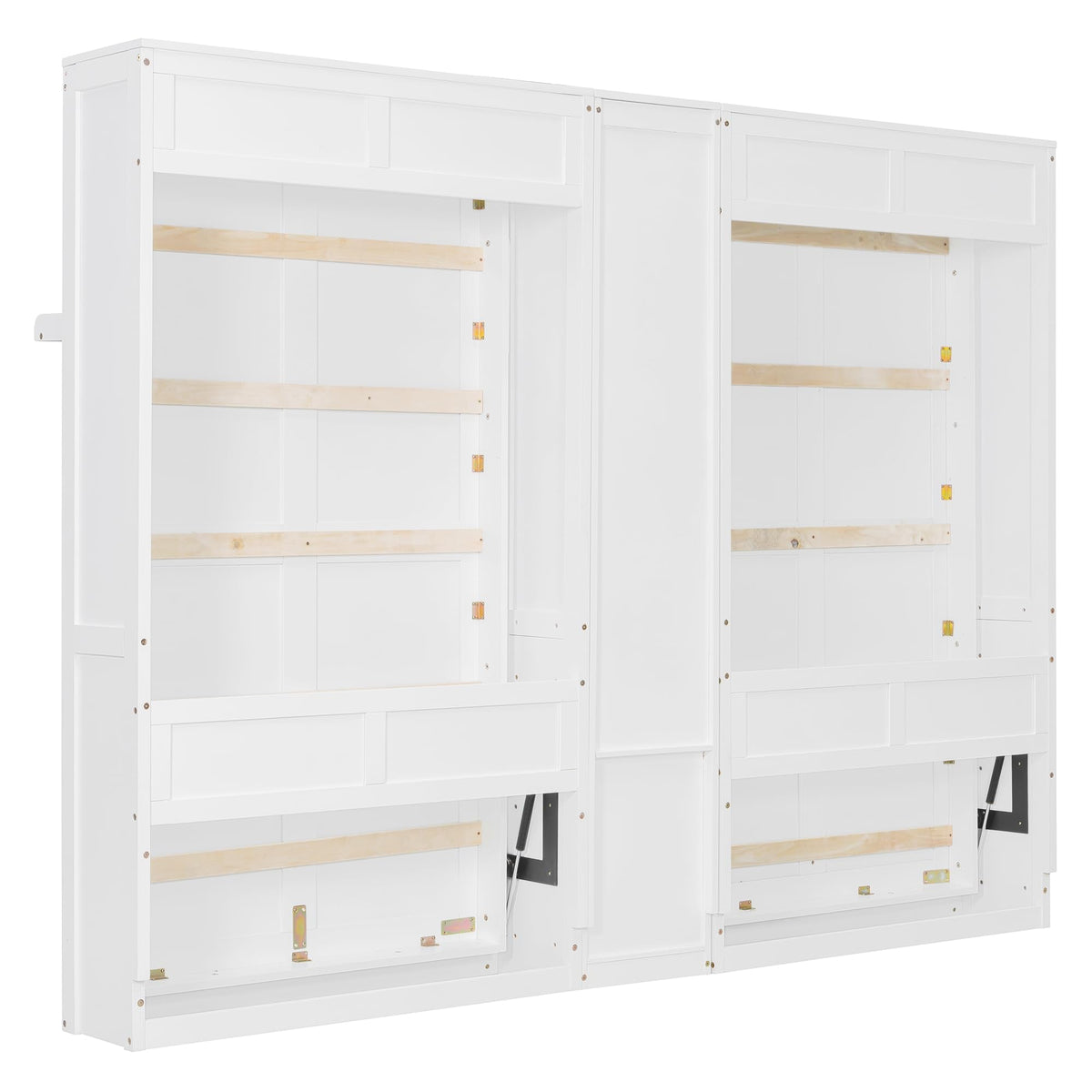 Merax 110W Dual Twin Wall Murphy Beds with Cabinets and Shelves,Sleeping Arrangement for Multipurpose Area, Bedroom, Guest Room or Living Room,White