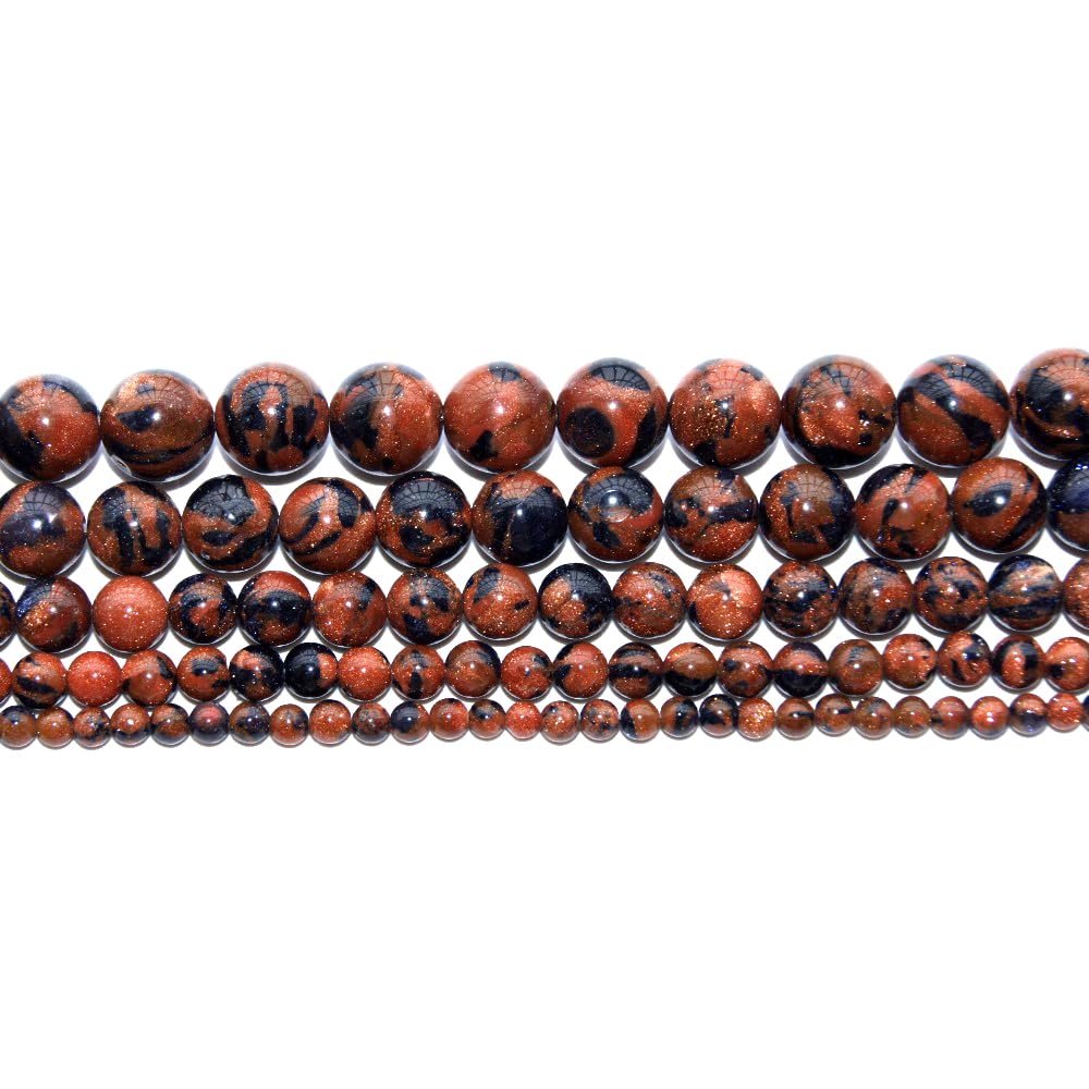 10mm Blue Gold Sand Stone Mixed Sandstone Beads Round Semi Precious Gemstone Loose Beads for Jewelry Making 14"(36-38pcs/strand)