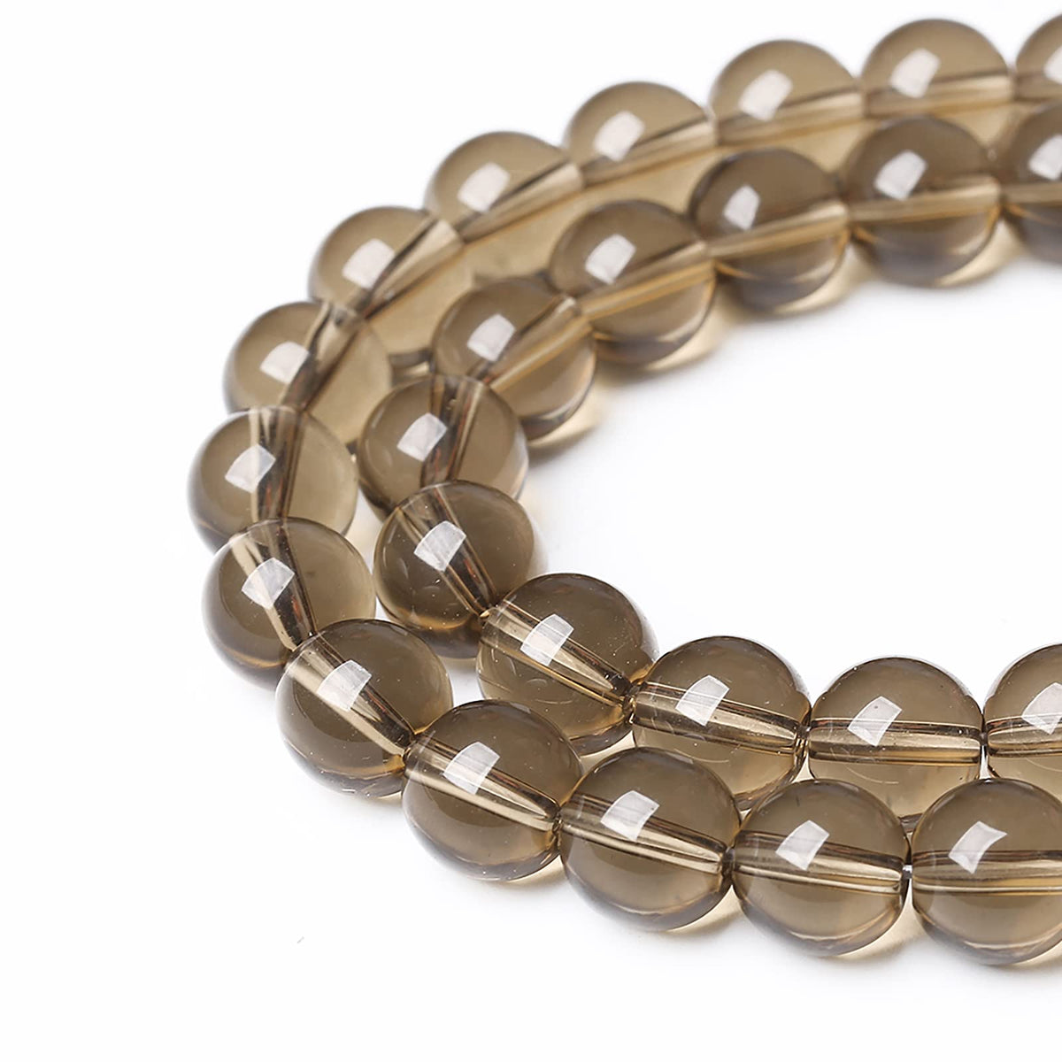 36PCS 10mm Smoky Crystal Quartz Glass Beads Natural Stone Round Loose Beads for Jewelry Making DIY Bracelet Necklace 15 Inch,Energy Stone Healing Power (10mm, Smoky Quartz Glass)
