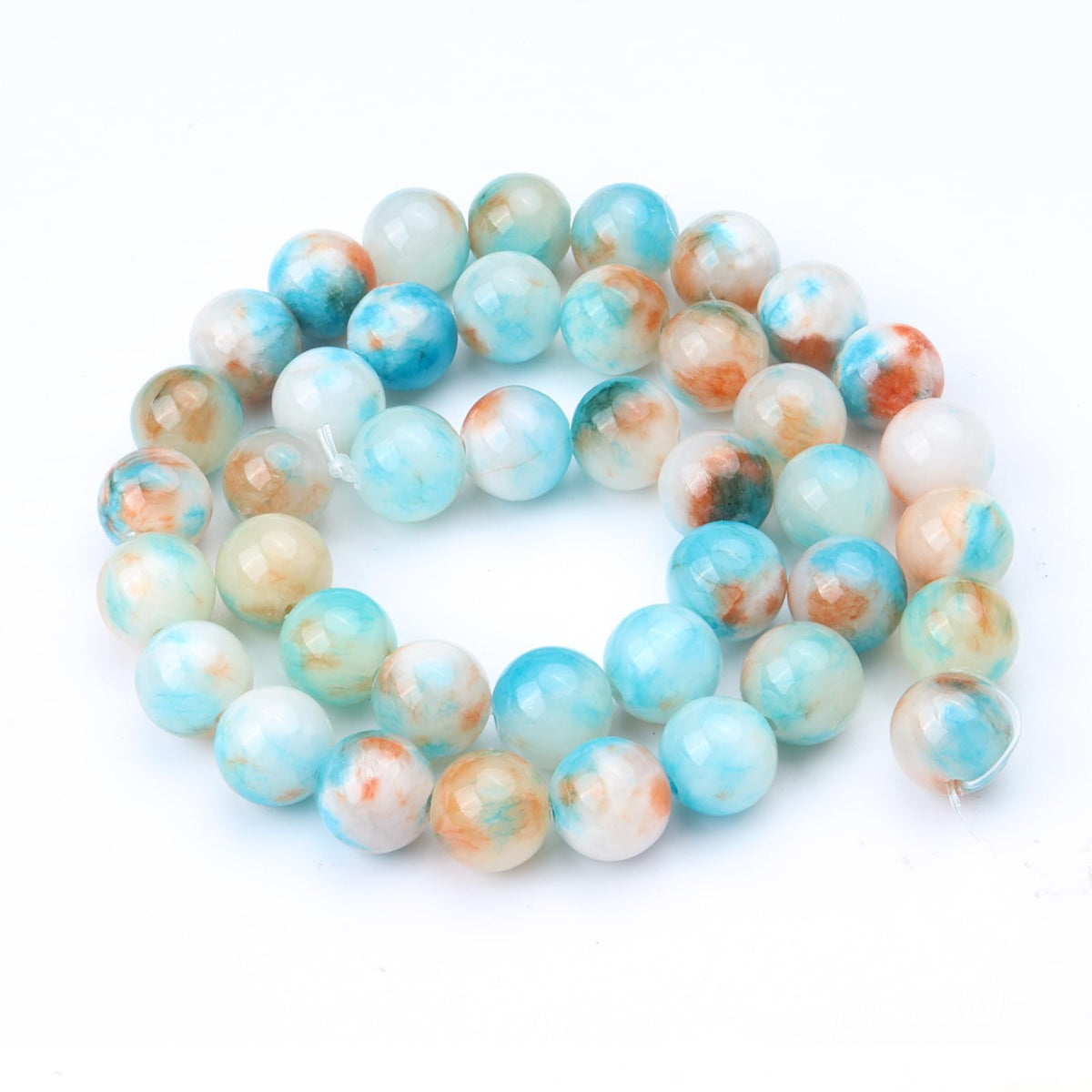 Siomia 60pcs 6mm Natural Blue Colorful Persian Jade Beads Energy Healing Crystal Round Loose Stone Beads for Jewelry Making, DIY Bracelets Necklaces