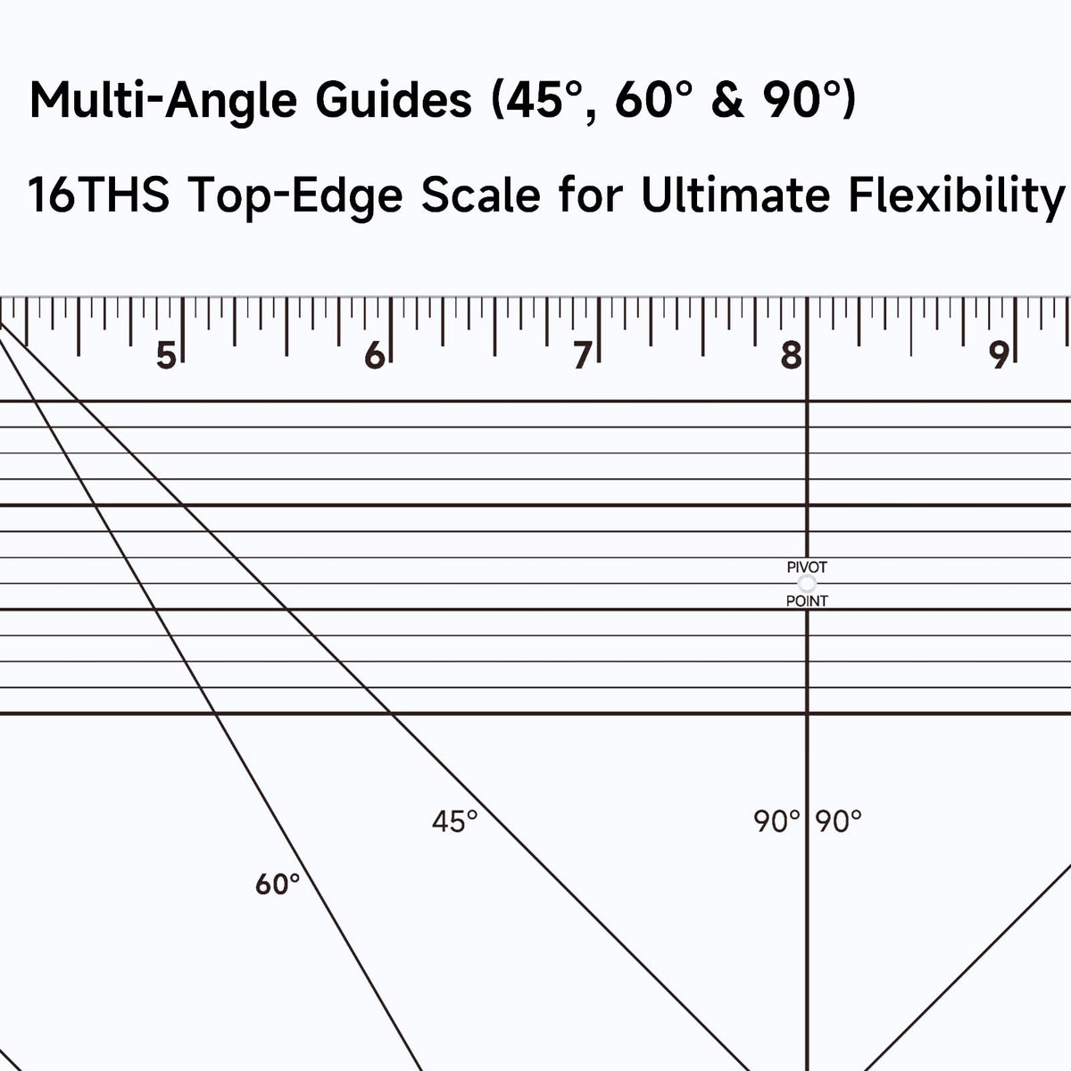 YLaziion 16" Imperial Acrylic Pattern Master Ruler, Clear 16THS Multi-Purpose French Curve Ruler, 45°& 60° Angle Lines, 3mm Non-Yellowing Hip Curve, Vary Form Curve Ruler for Sewing Pattern Making