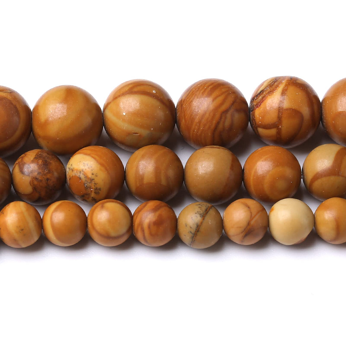 32PCS 12MM Natural Woodgrain Jasper Stone Beads Round Shape Suitable for Jewelry DIY Bracelet 15 Inches