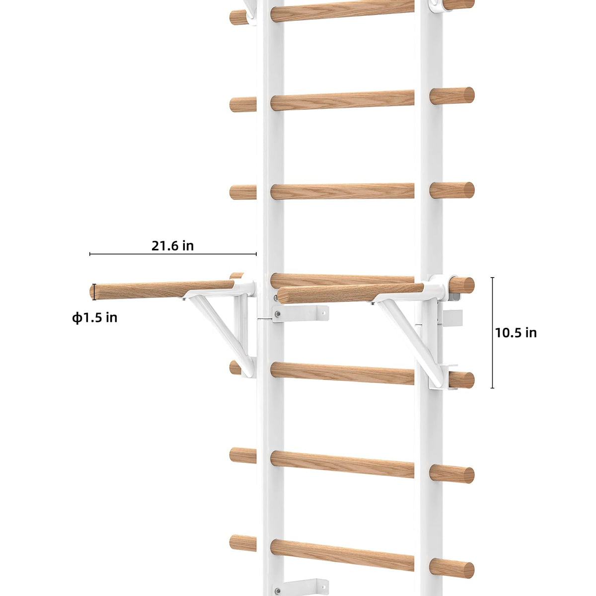 DHT Double Bar Bracket, Swedish Ladder Dip Bar Exclusive Attachment, for Home, School, Physical Therapy and Gymnastics, White