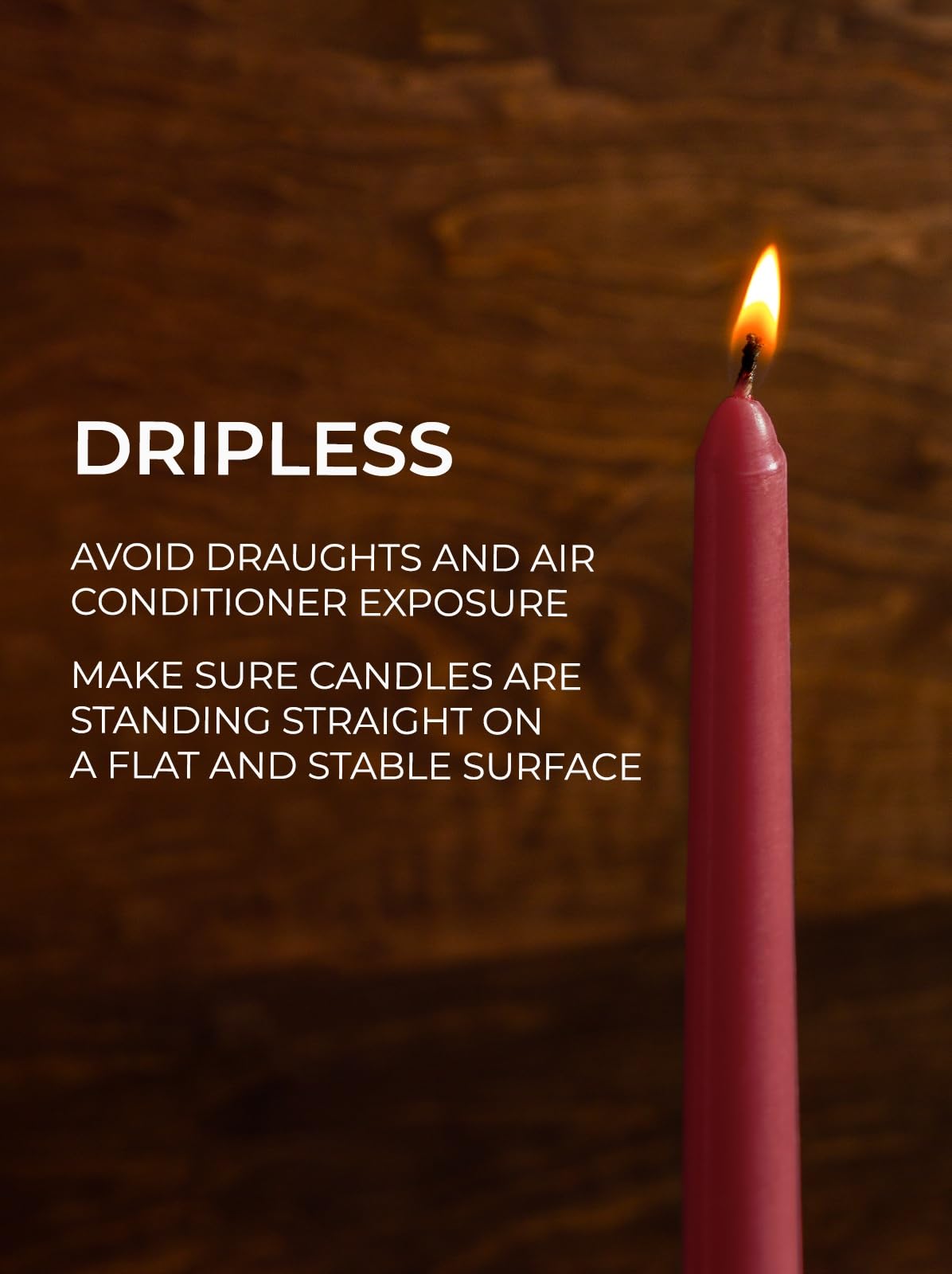 CANDWAX 10 inch Burgundy Taper Candles Set of 12 - Unscented Dripless Burgundy Candlesticks - Christmas Taper Candles with Burning Time up to 8 Hours - Christmas Candle Sticks
