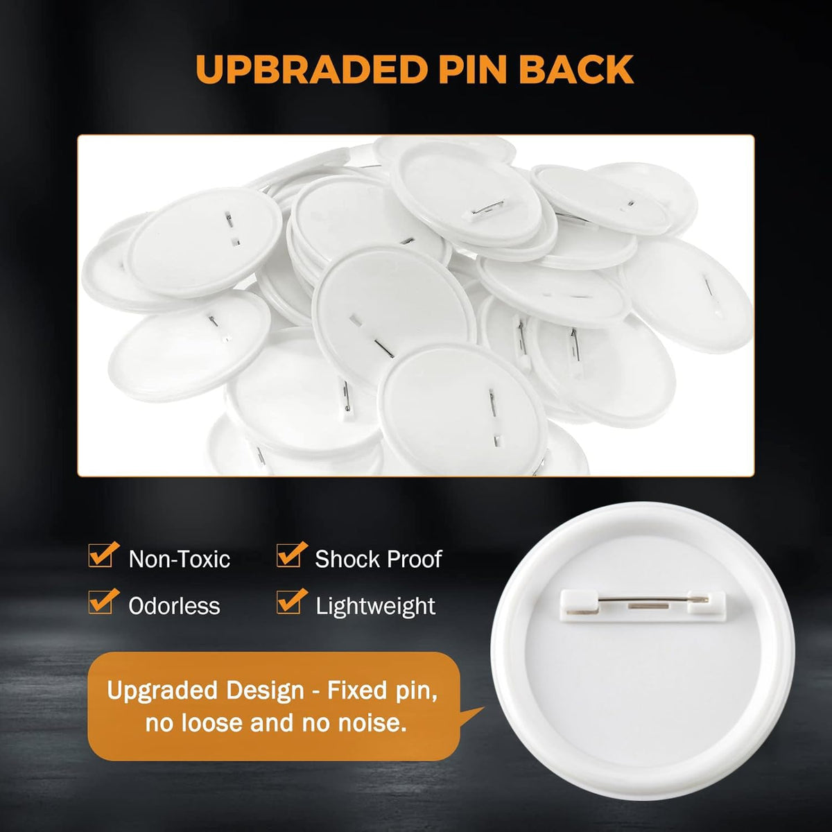 PPTTOODD 100 Sets 58mm / 2.25 in (Approx. 2-1/4 inch) Button Making Supplies for Your Round Button Maker Machine, Including Metal Covers, Plastic Back Covers, Clear Plastic Film & Blank Paper