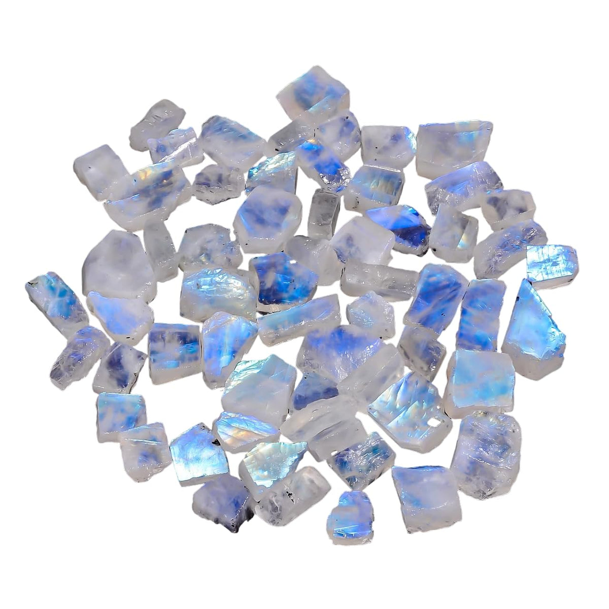 Gemkora 50 cts, 4-6pcs, Natural Rainbow Moonstone Rough Gemstone, Raw Crystals, Moonstone Rock, Jewelry Making Supplies, Chakra Healing Crafts & DIY Stone [12-16mm]