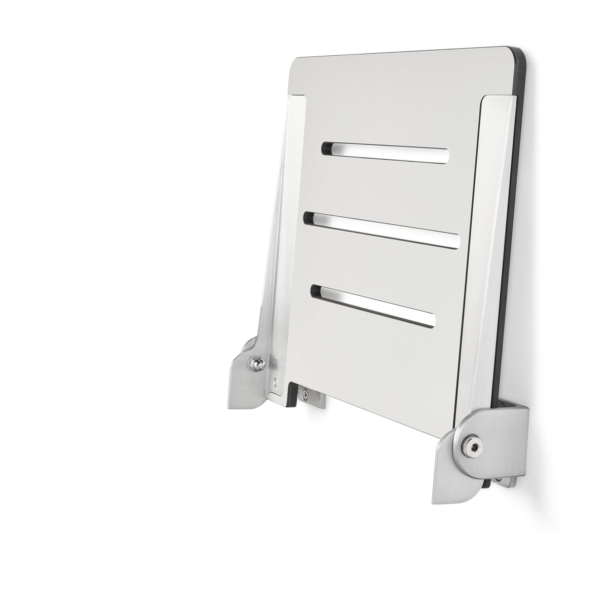Seachrome 18 inch Silhouette Slimline Folding Wall Mount Shower Bench Seat, Light Gray Seat with Silver Frame