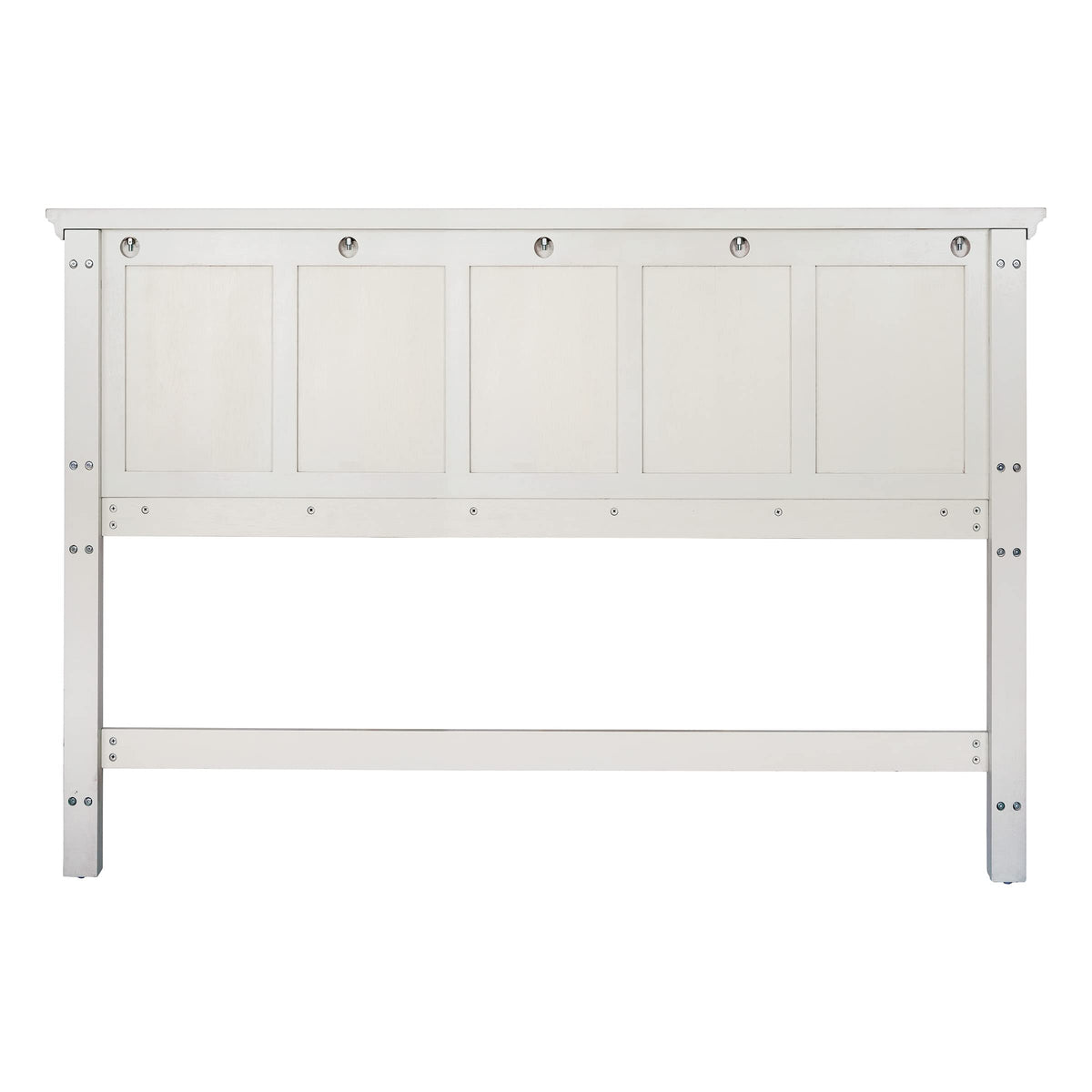 OSP Home Furnishings Farmhouse Basics King Headboard Only, Rustic White Finish