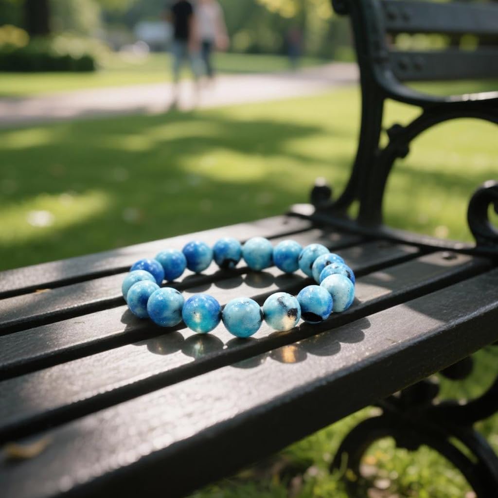 PZTIIY Natural Energy Healing Stone Charm Bracelet 10mm Natural Energy Healing Lava Rock Bracelet - Unisex (Large)